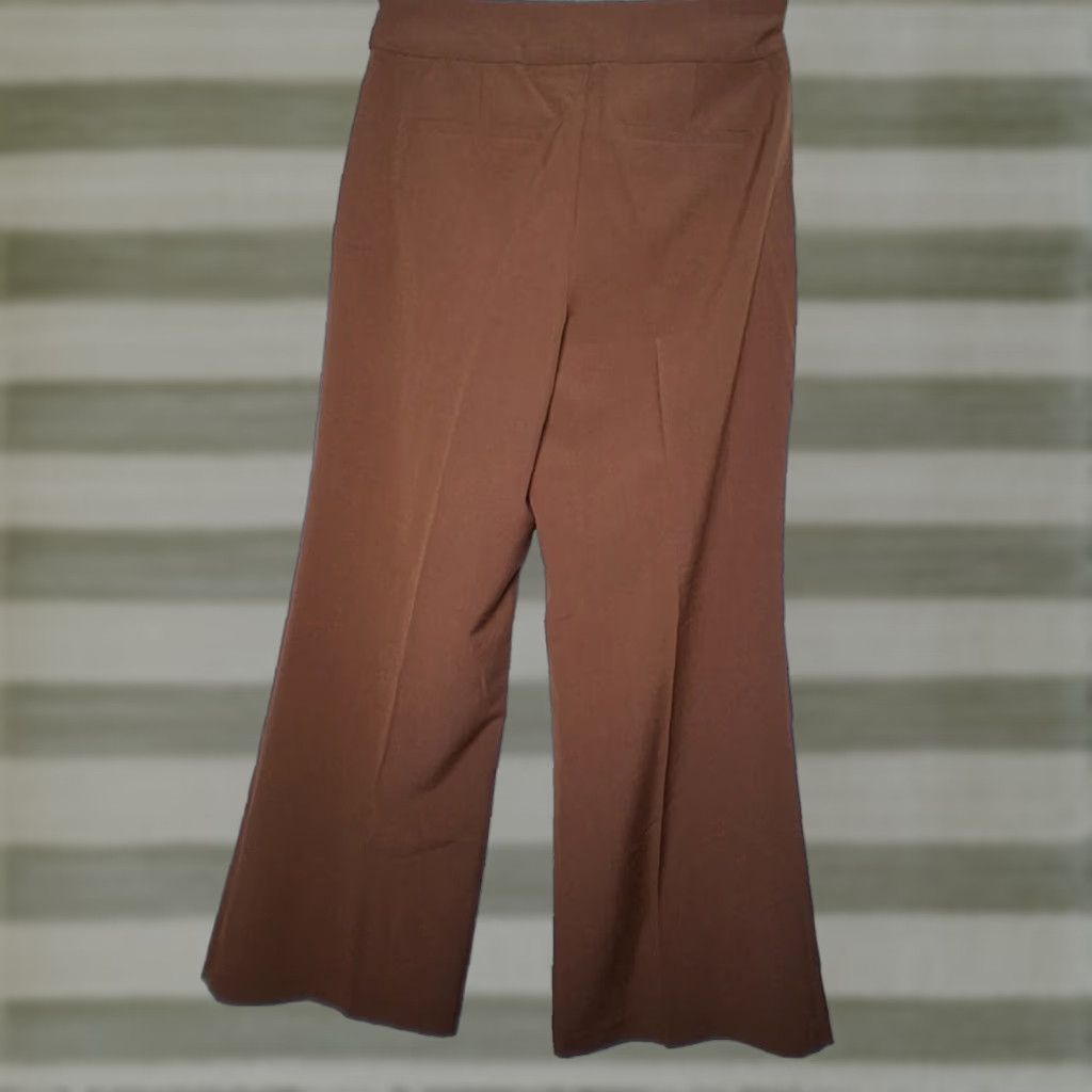 Vintage Cato Dress Pants Women Size 12 Brown Wide Leg Button Stretch Classic NEW Size 34" / US 12 / IT 48 - 1 Thumbnail