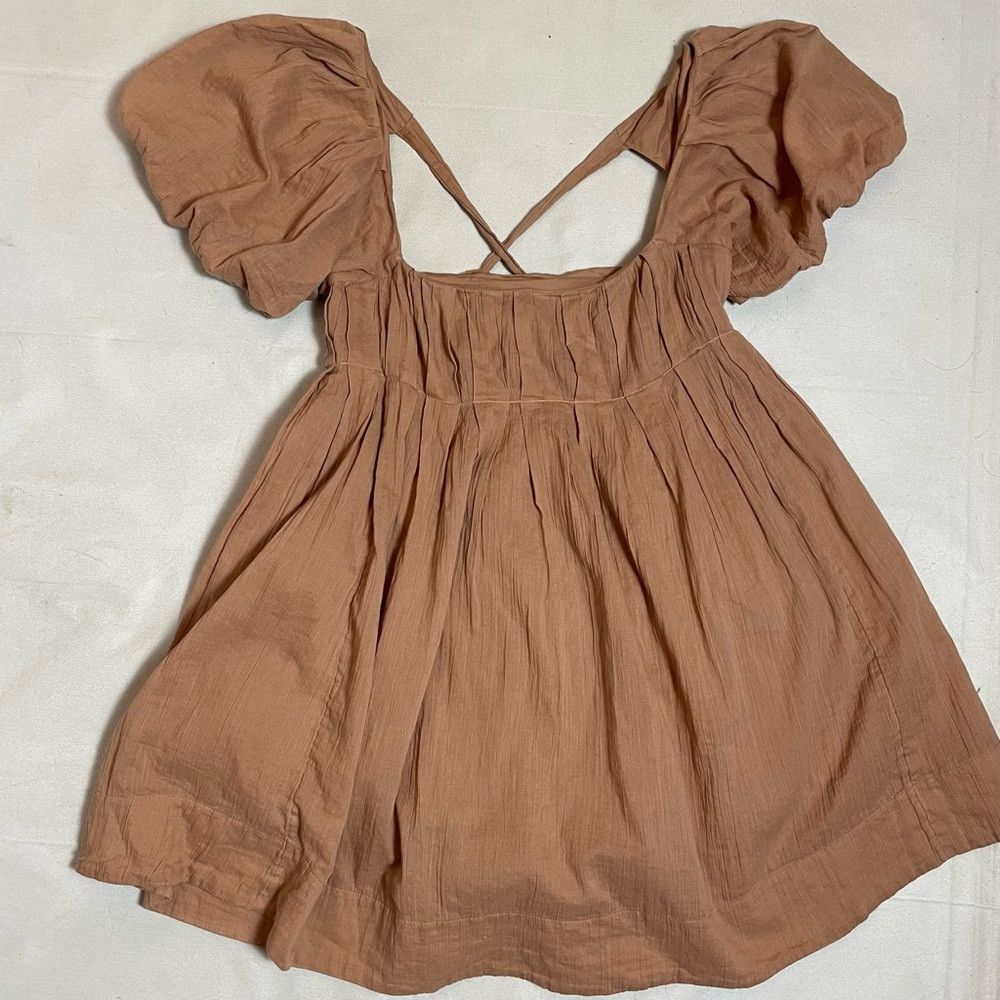 Free People NWT New Free People Marina Mini Light Brown Cotton Dress Si Size M / US 6-8 / IT 42-44 - 6 Thumbnail