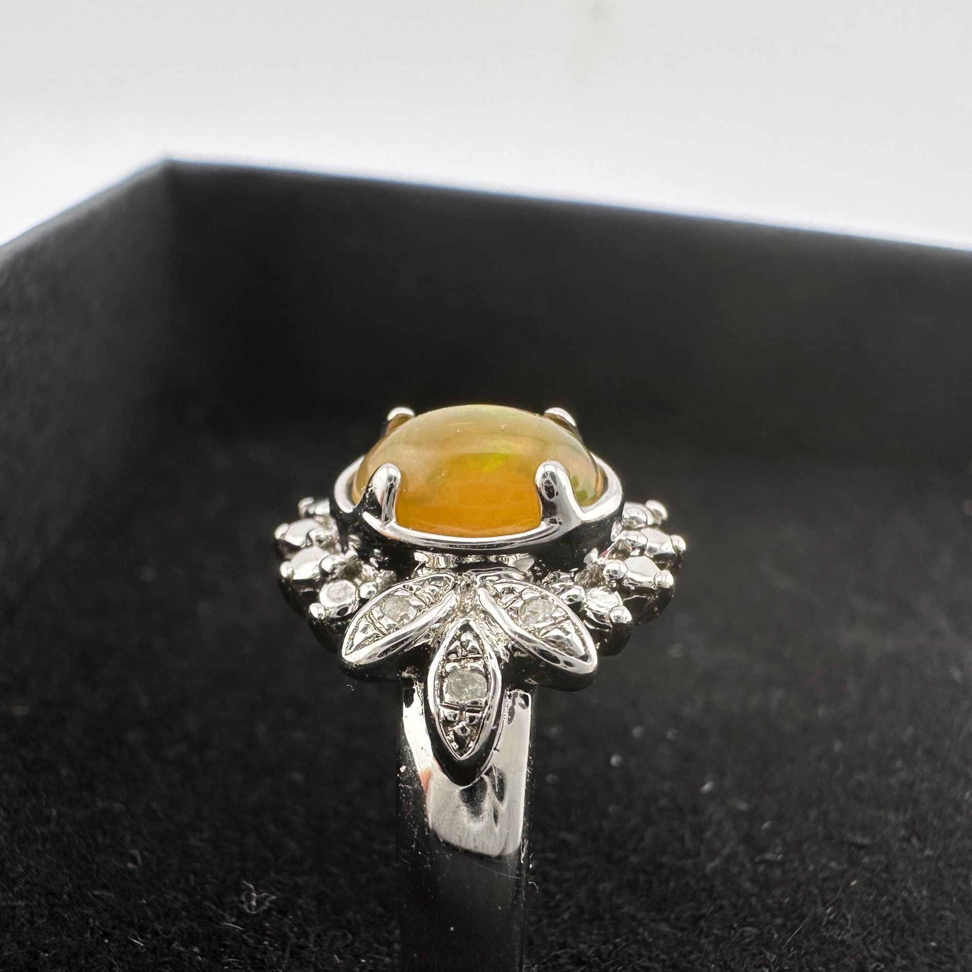 Other Natural Cabochon Australian Opal Ring with Small Diamond Si Size ONE SIZE - 15 Thumbnail