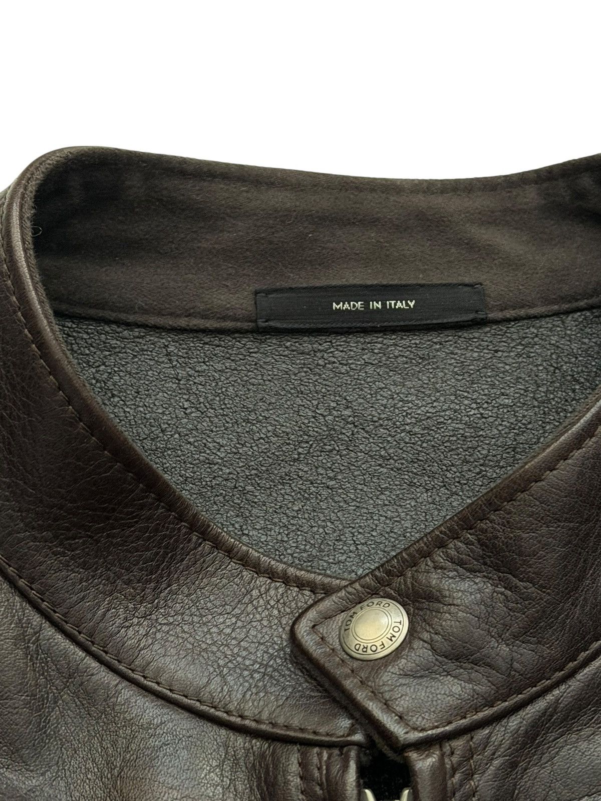Tom Ford Slim Brown Black Cow Leather Cafe Jacket Size US L / EU 52-54 / 3 - 6 Thumbnail
