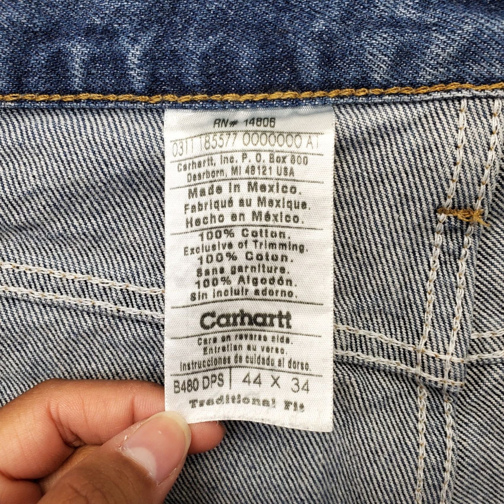 Carhartt Carhartt Men Jeans 44/34 Blue Denim Straight Leg 5-Pocket Relaxed Fit High Waist Denim Jeans Mens Size 44/34 Blue Size US 44 / EU 60 - 6 Thumbnail