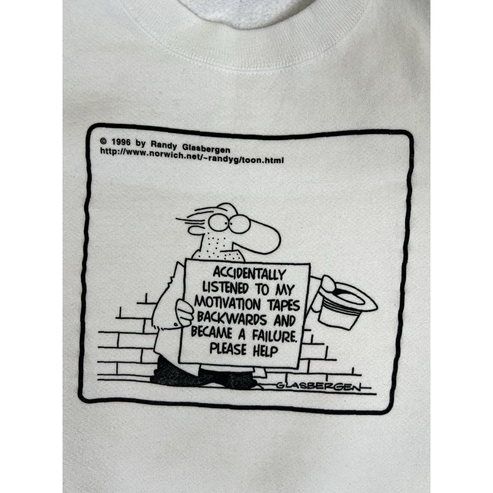 Lee VINTAGE Randy Glasbergen Comic Art Sweatshirt XL Men White 90s Pullover Made In USA Art Cartoon Stains Lee Size US XL / EU 56 / 4 - 2 Thumbnail