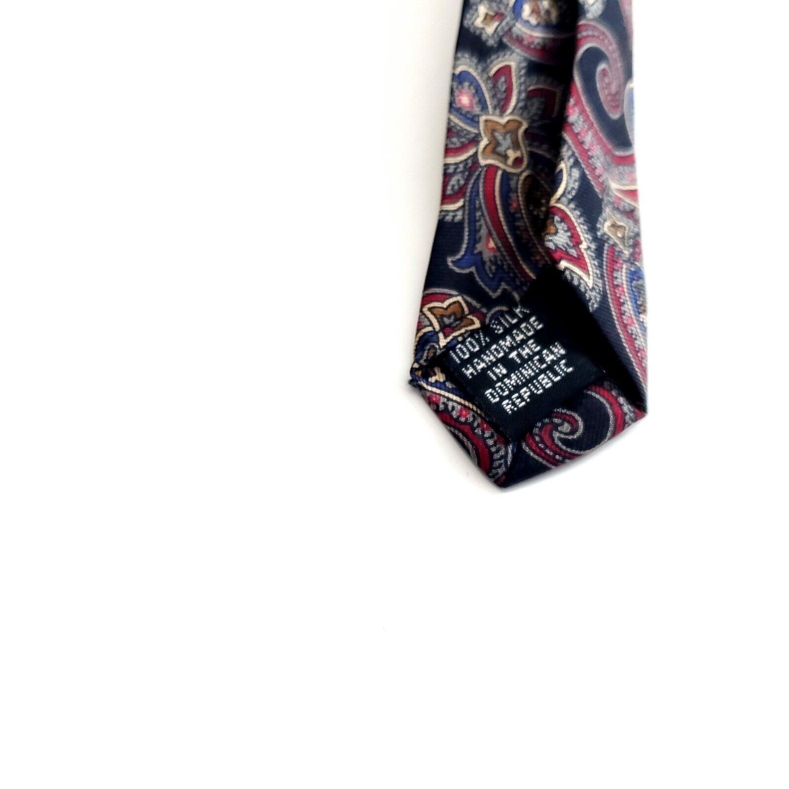 Designer Claybrooke Black Red Paisley Print Wide Silk Tie Size ONE SIZE - 4 Thumbnail