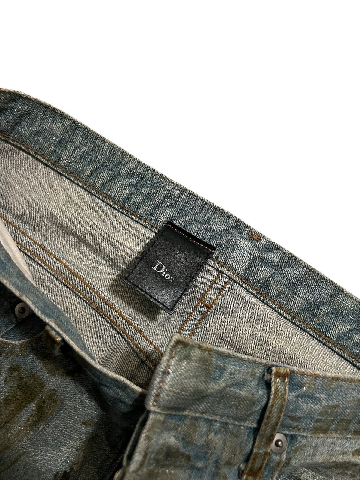 Dior × Hedi Slimane Dior Homme SS04 Bleu Claire Waxed Ice Denim Size US 28 / EU 44 - 8 Thumbnail