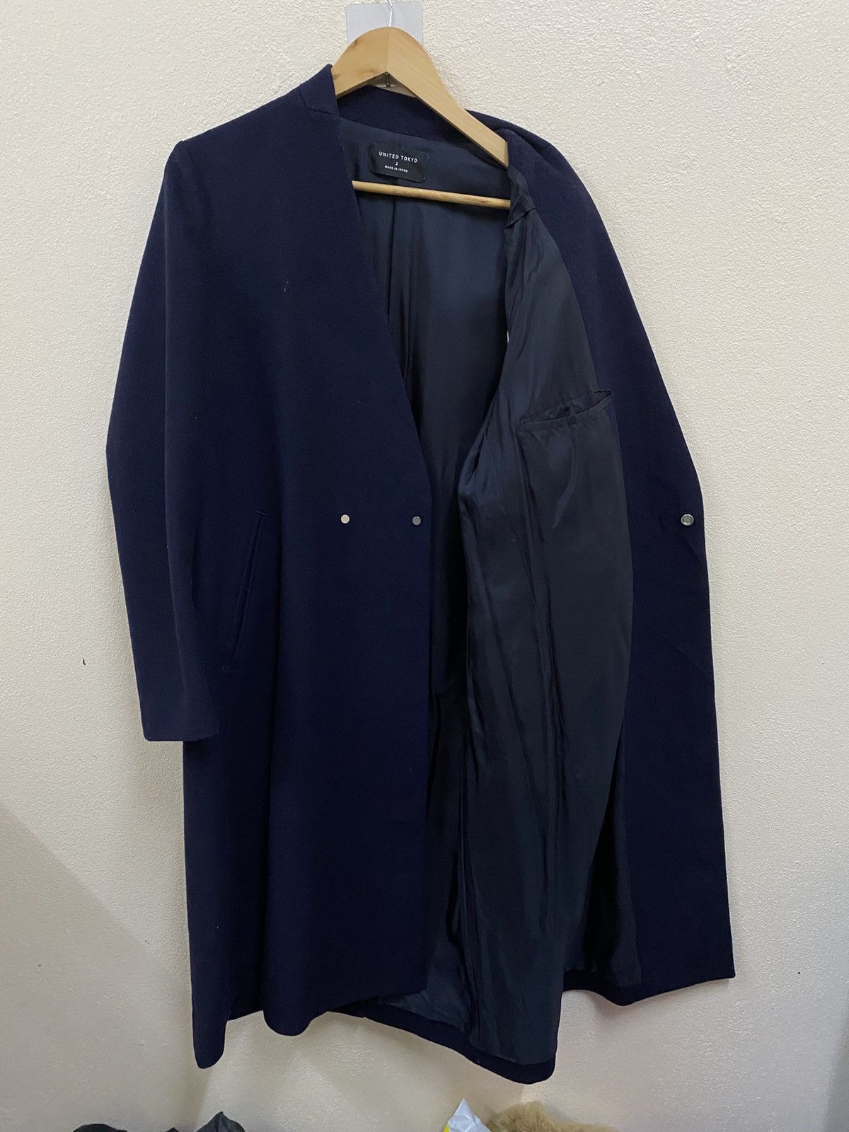 Japanese Brand United Tokyo Wool Coat Jacket Navy Blueb Size US M / EU 48-50 / 2 - 2 Thumbnail