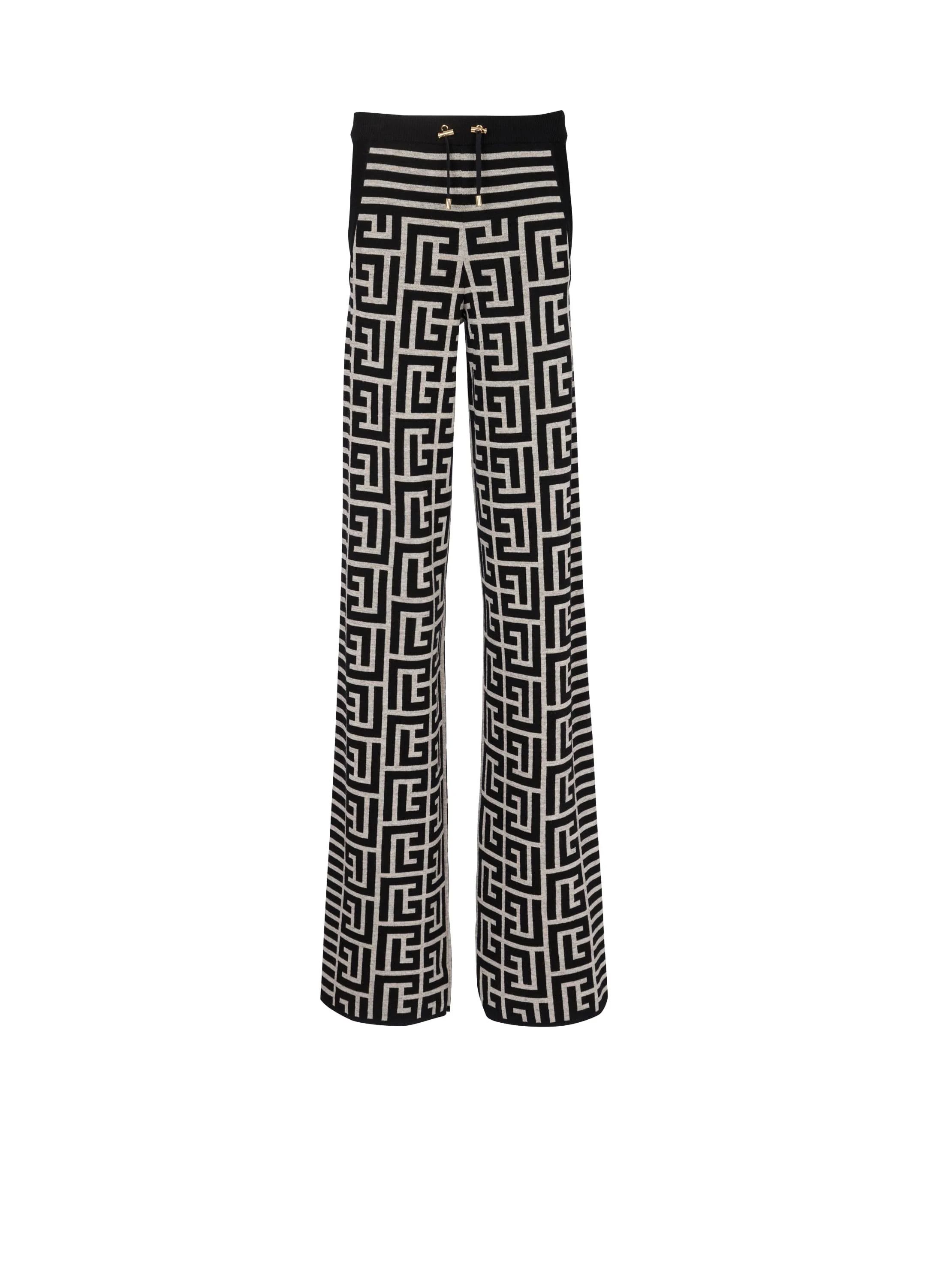 image of Balmain O1Srvl11E0524 Monogrammed Lounge Pant In Black, Women's (Size 30)