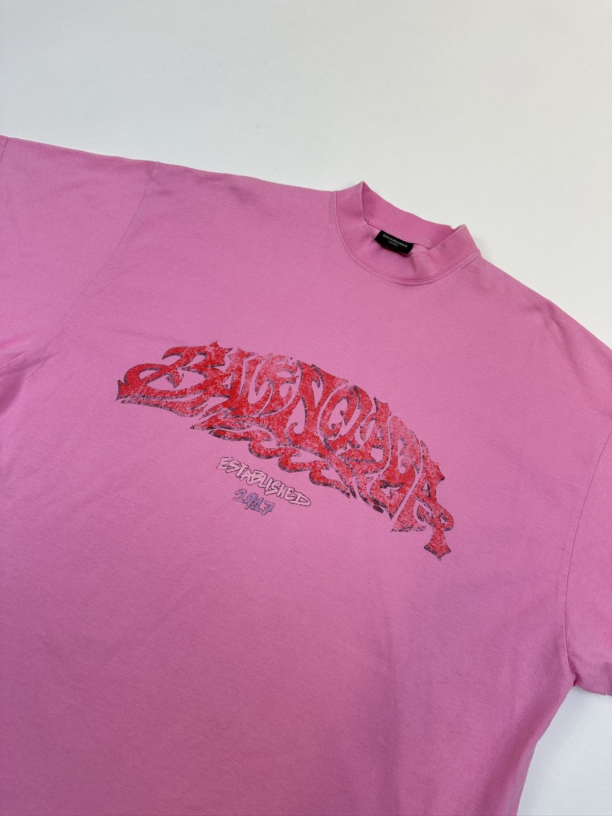 Balenciaga Balenciaga Off Shore Tee Shirt Pink Size US L / EU 52-54 / 3 - 3 Thumbnail
