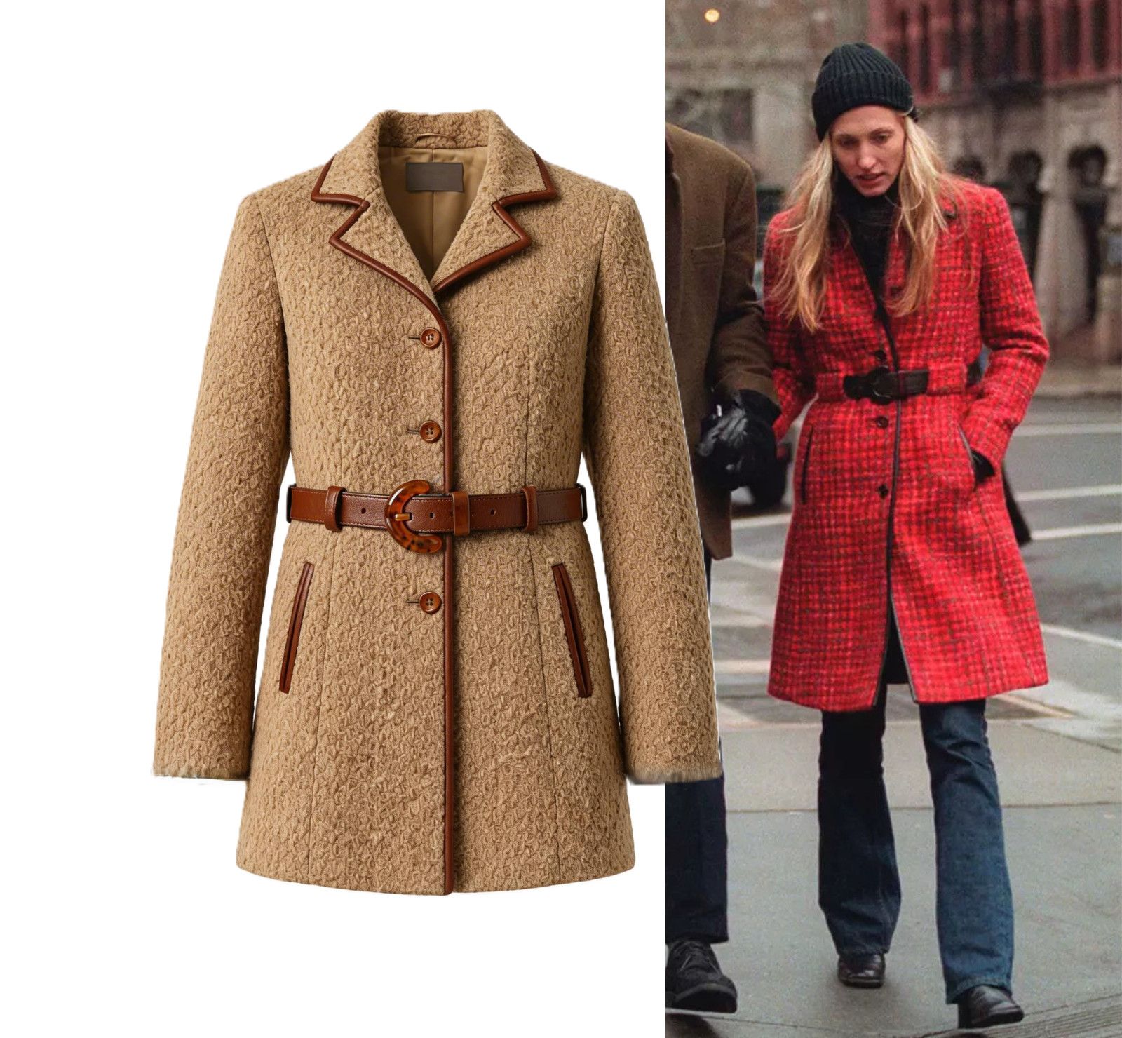 Prada F/W 1996 Prada Carolyn Bessette Kennedy Leather / Wool Coat Size L / US 10 / IT 46 - 1 Thumbnail
