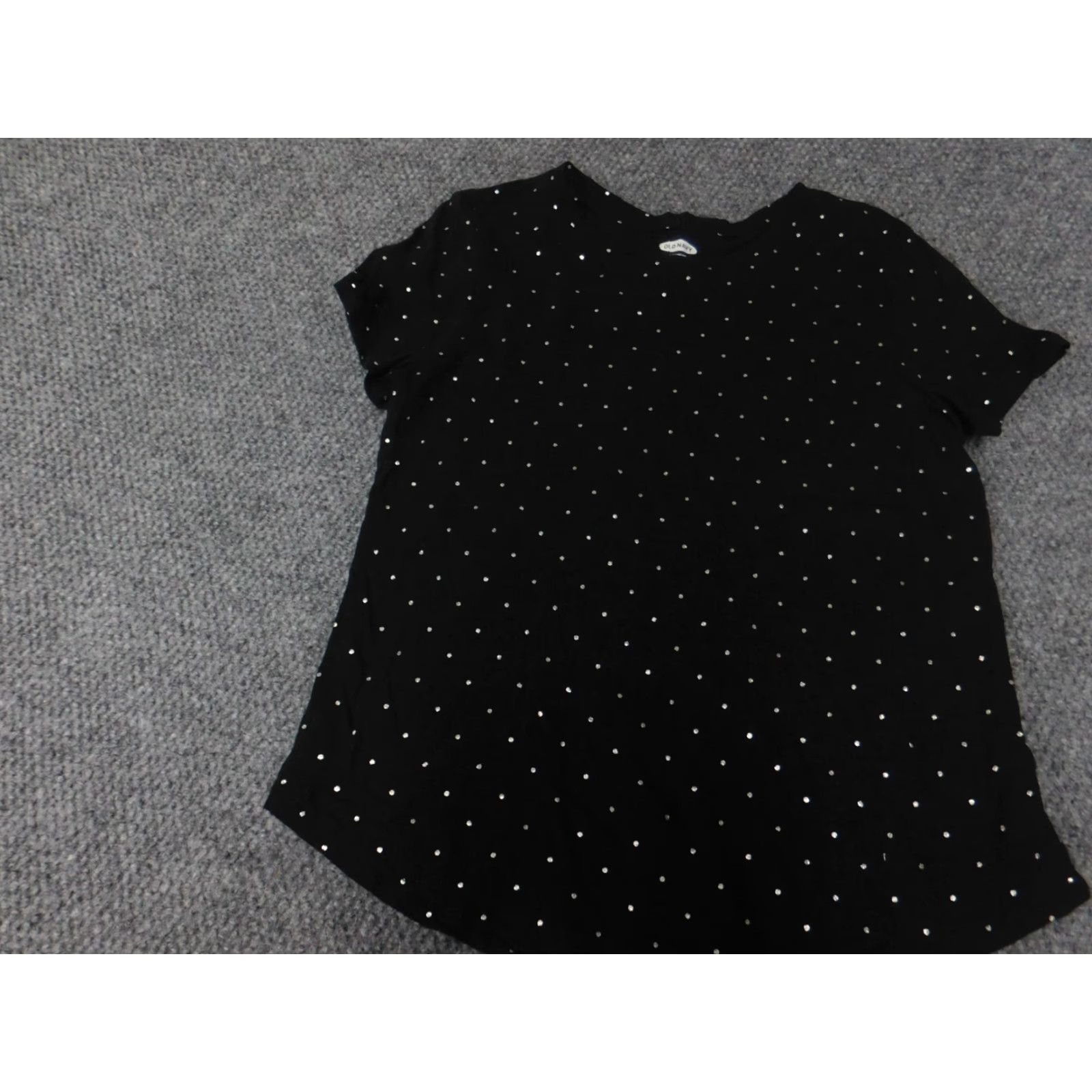 Old Navy Old Navy Blouse M Womens black dots pullover stretch Short Sleeve Round Neck Regular Fit Cotton 100% Button Vintage No Size M / US 6-8 / IT 42-44 - 3 Thumbnail