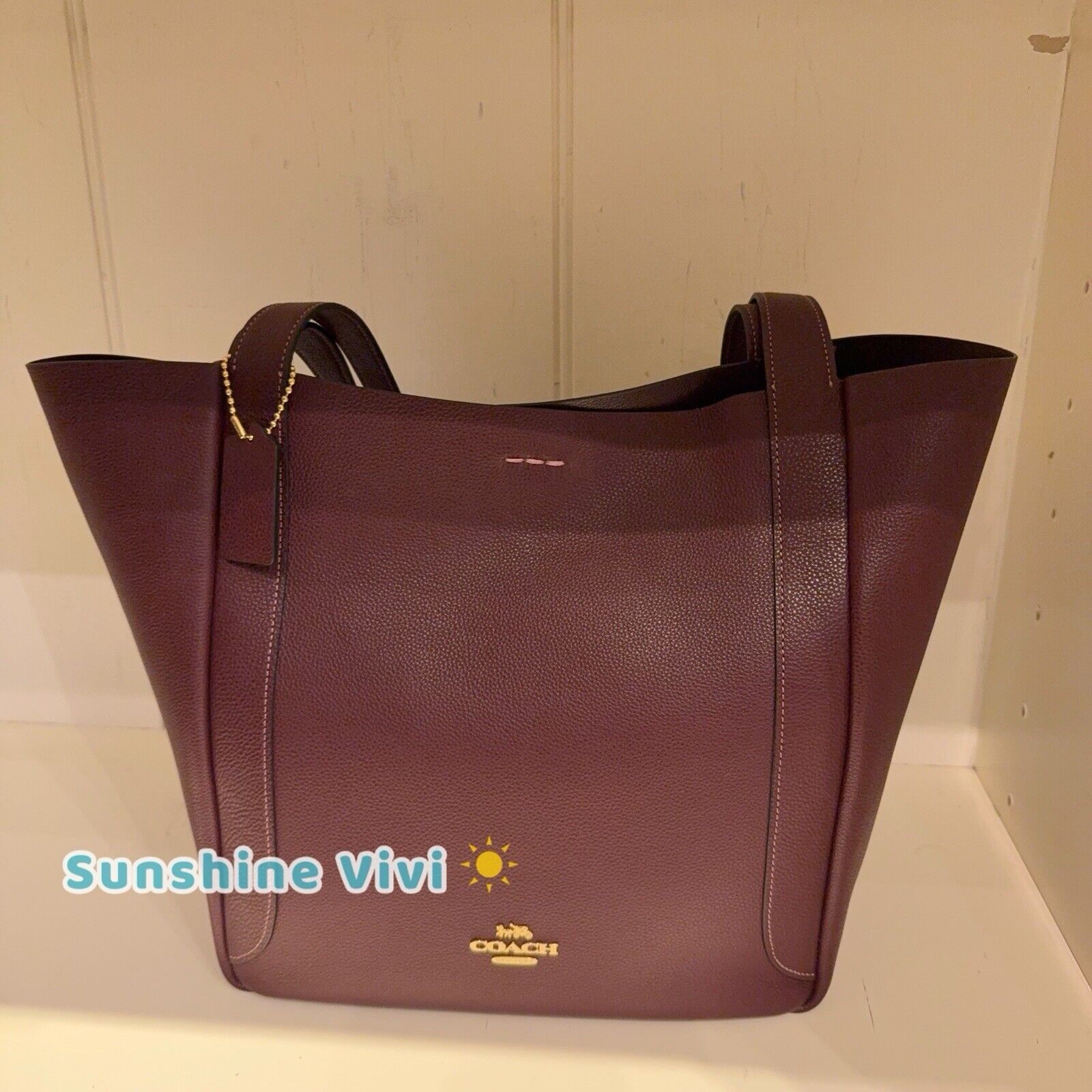 Coach NWT COACH Hadley Tote Bag CV996 Pebbled Leather/Gold/Merlot Size ONE SIZE - 1 Thumbnail
