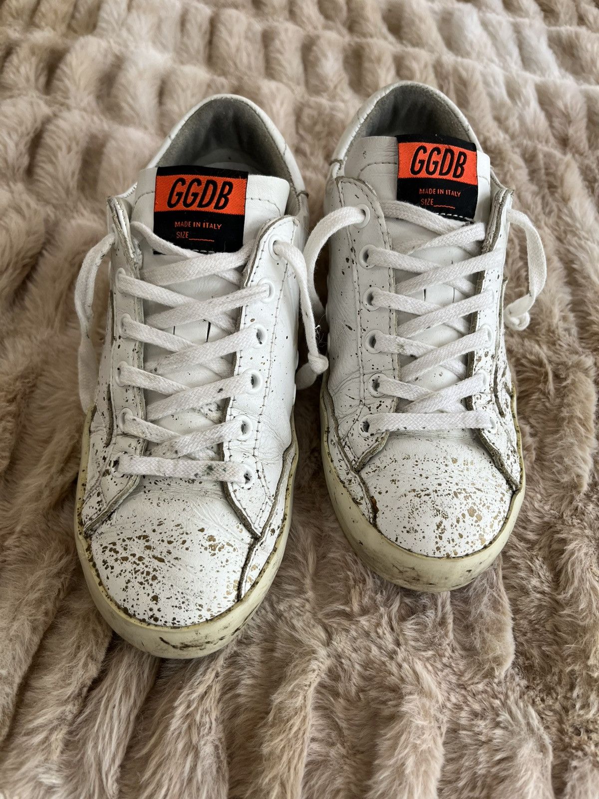 Golden Goose Golden Goose White and Gold Paint Splatter Size US 6 / IT 36 - 4 Thumbnail