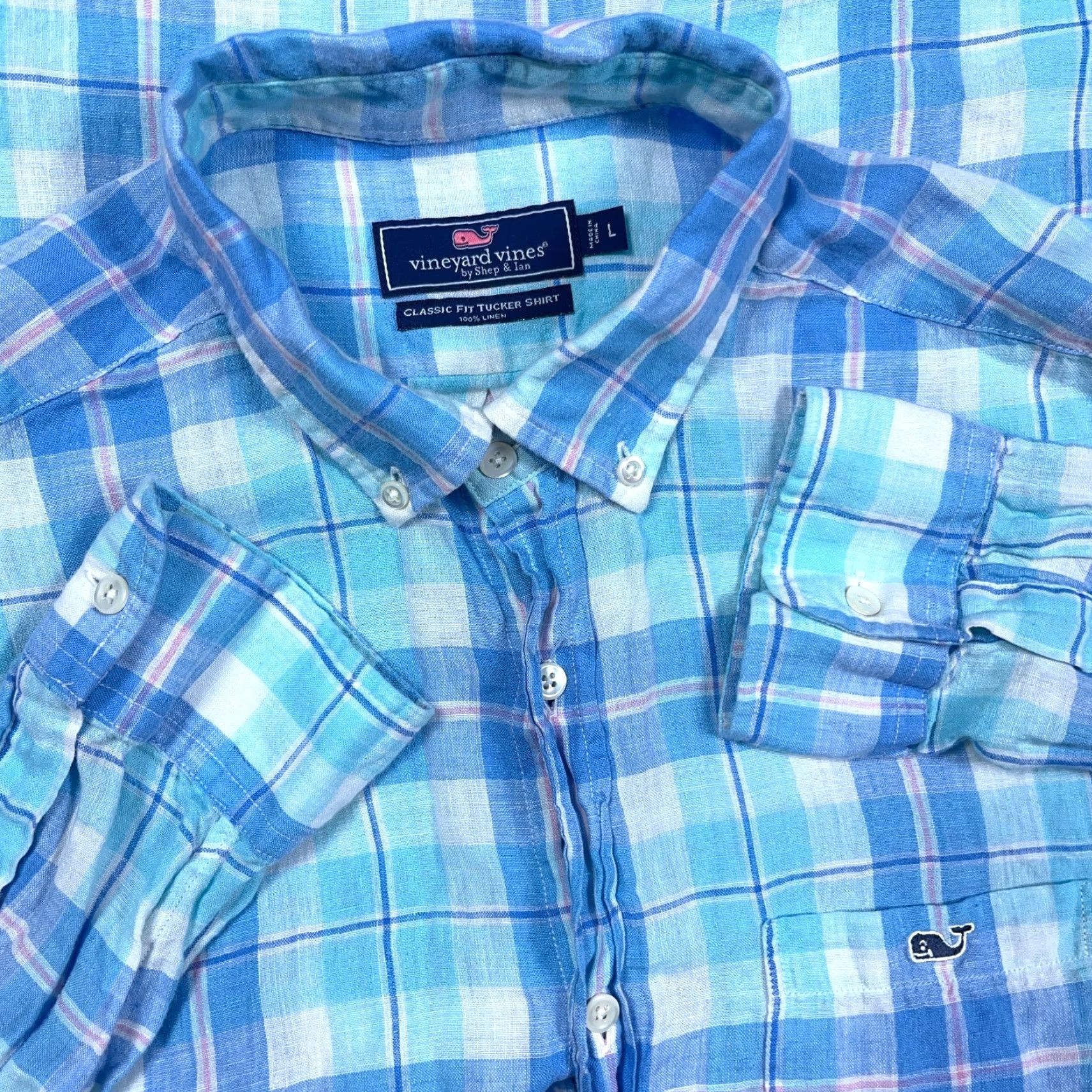 Vineyard Vines Vineyard Vines Shirt Men Large Blue Plaid Tucker Button Up Size US L / EU 52-54 / 3 - 2 Thumbnail