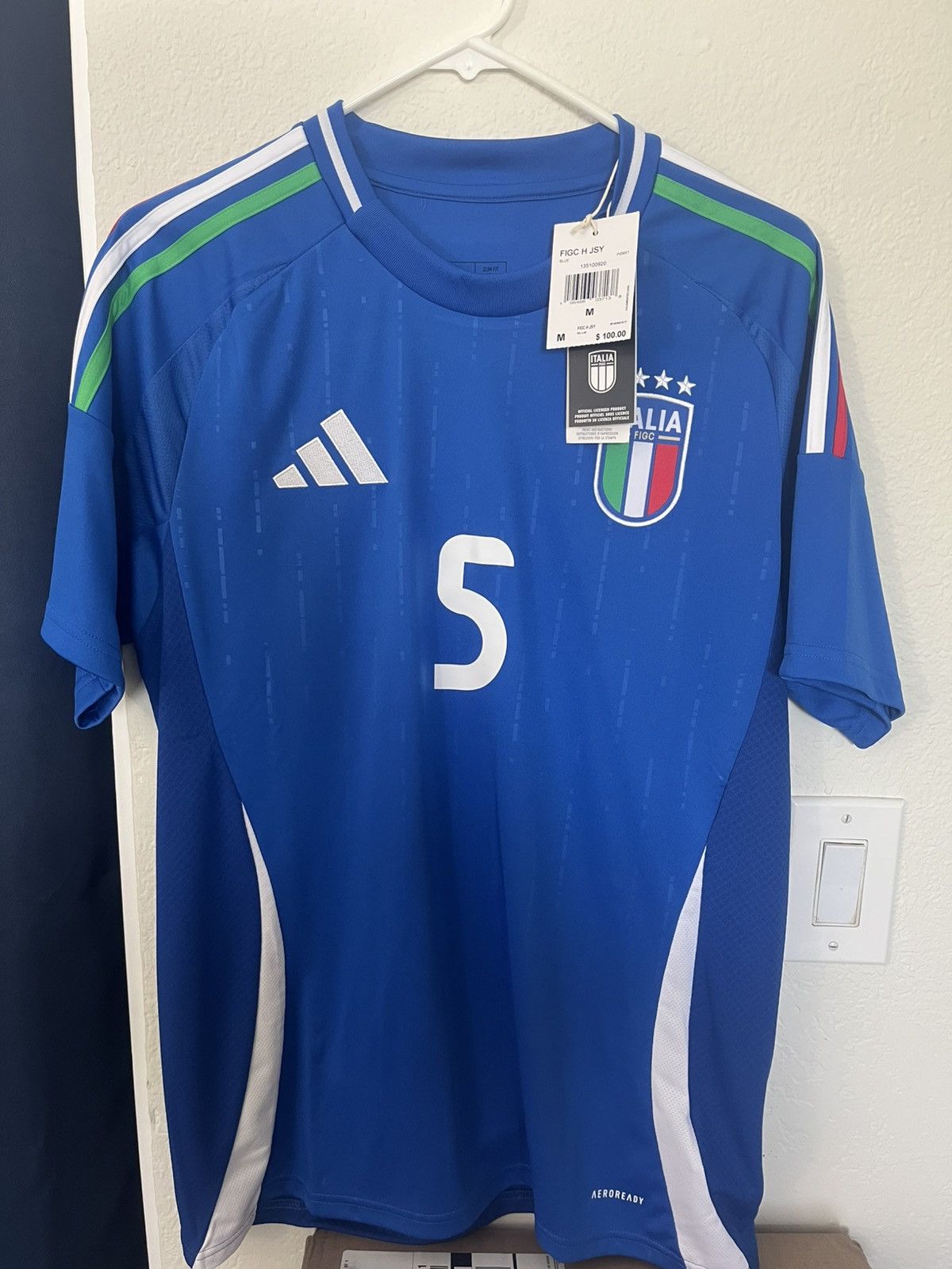 Adidas Adidas Italy Euro 2024 Home Soccer Jersey Blue Calafiori 5 Size US M / EU 48-50 / 2 - 1 Thumbnail