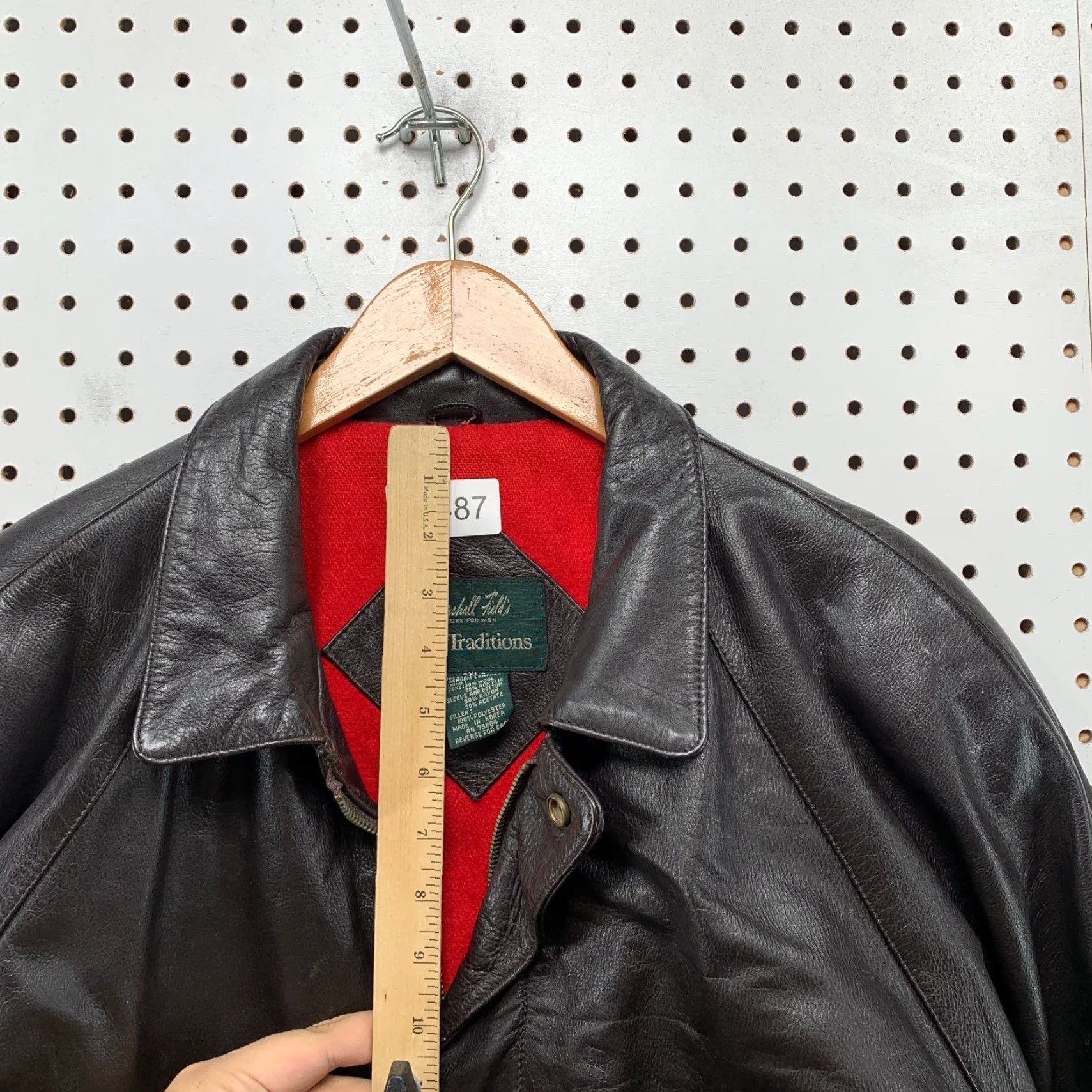 Vintage VINTAGE Marshall Field's Leather Field Jacket Mens XL Brown Red Wool Lining Jacket Size US XL / EU 56 / 4 - 6 Thumbnail