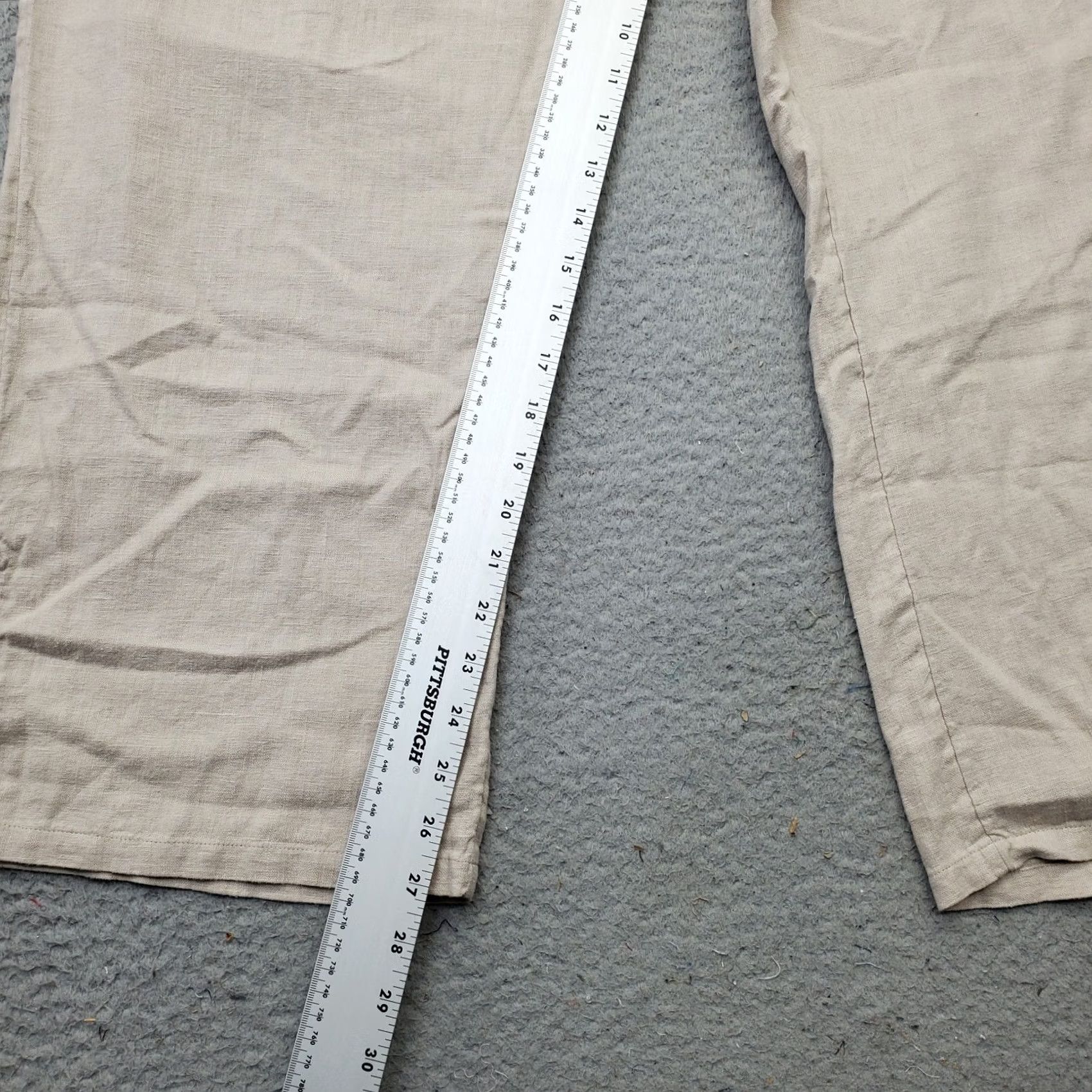Vintage D&Co. Naturals Pants Womens XL Tan Linen Tie Ankle Elastic Waist Patch Pockets Size 40" / US 18 - 4 Thumbnail