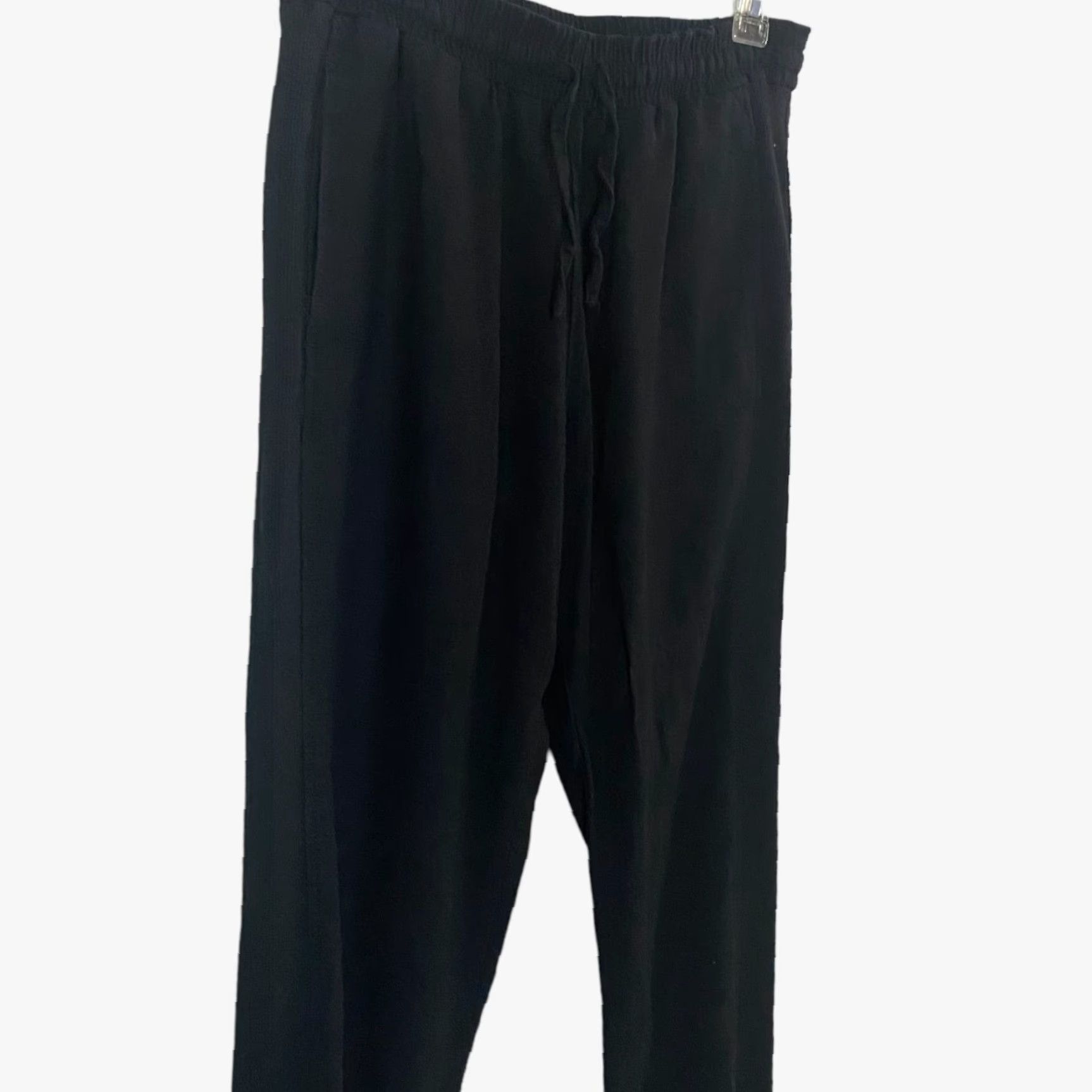 Vintage Love Tree Linen Blend Jogger Pants Drawstring Waist Women's Small Black Comfort Size 28" / US 6 / IT 42 - 4 Thumbnail
