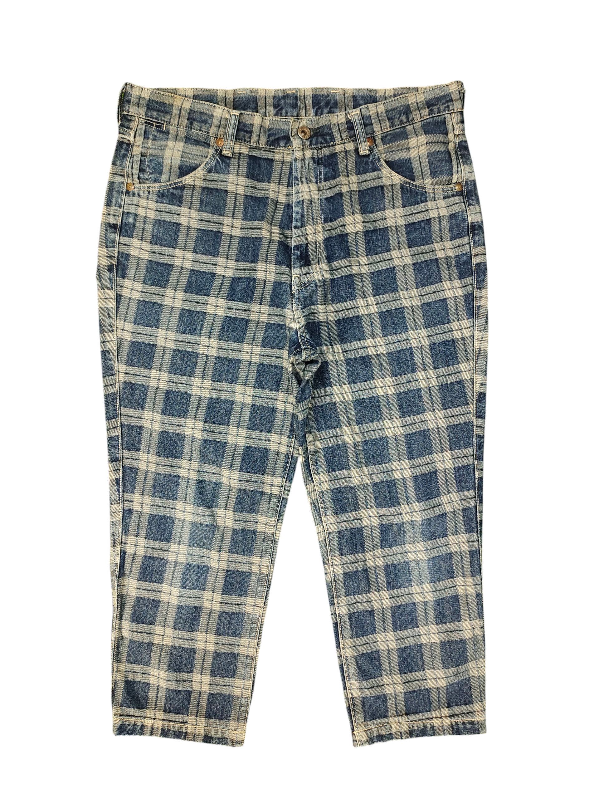 Kapital Vintage Kapital Japan Checkered Cropped Denim Jeans Size US 33 - 1 Thumbnail