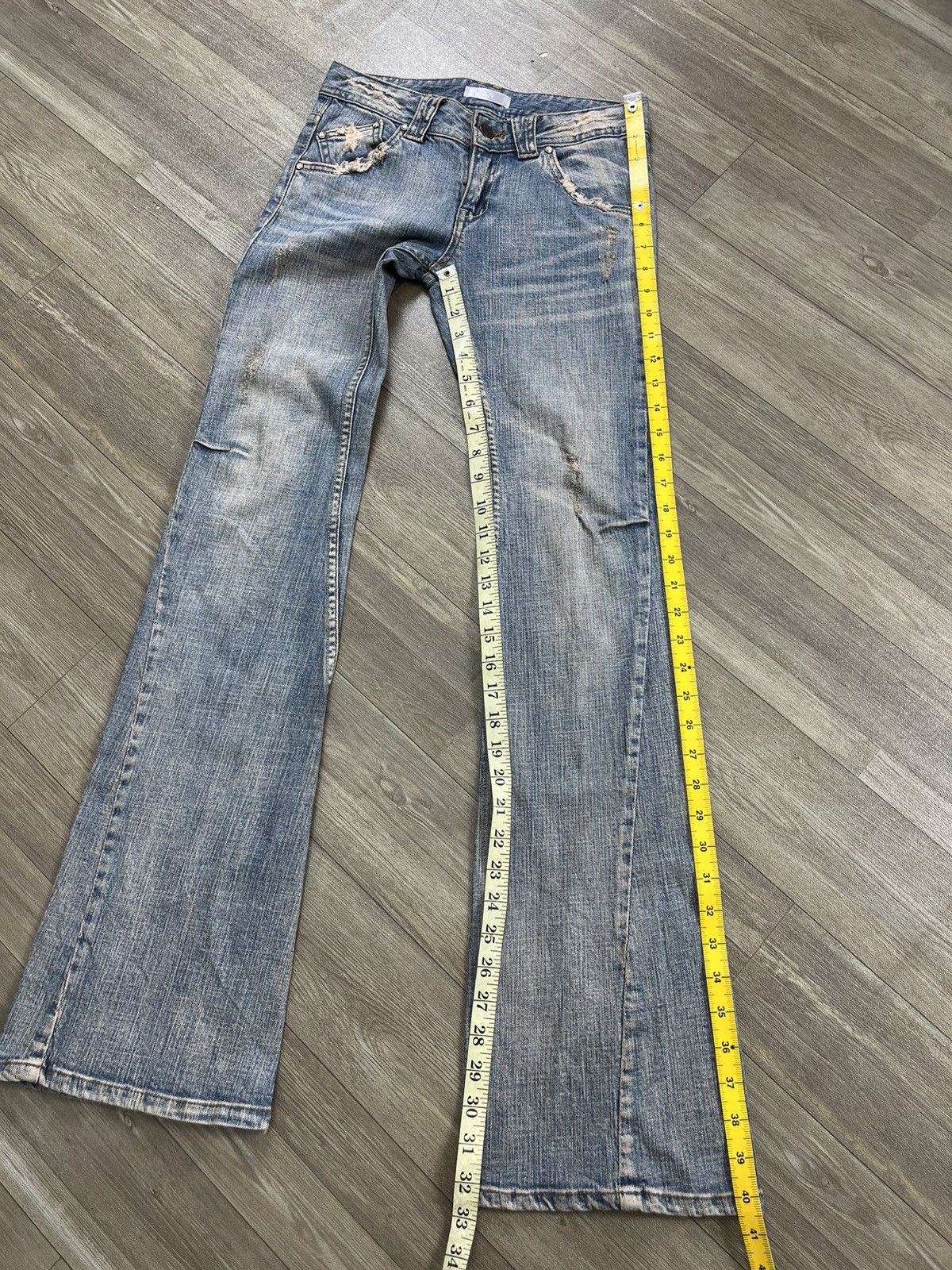 Japanese Brand 2000s Zazie Mudmax Distressed Bootcut Flared Jeans Lgb Style Size US 27 - 18 Thumbnail