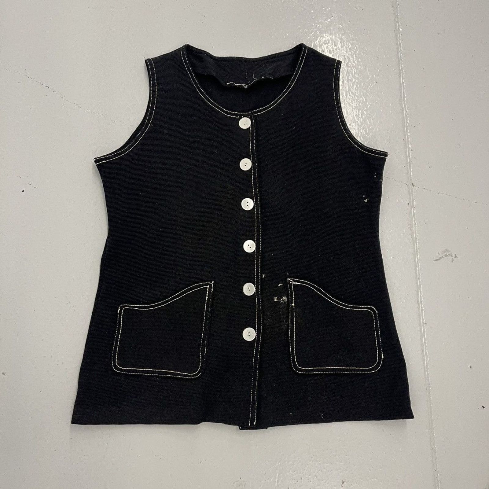 Other Vintage 50s Black Contrast Sleeveless Vest Size XS / US 0-2 / IT 36-38 - 1 Thumbnail