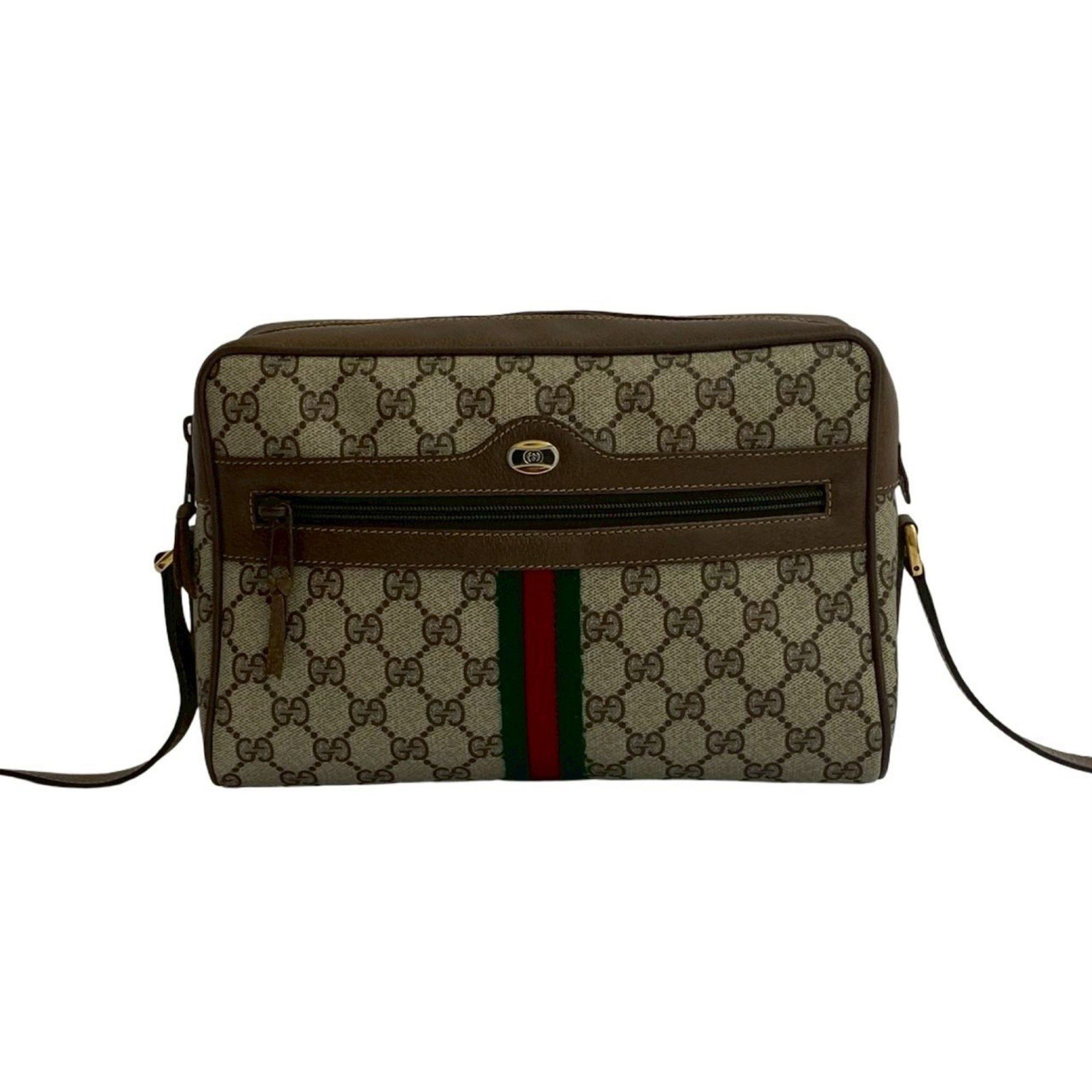 GUCCI Old Gucci Vintage Sherry Line GG Logo Hardware Leather