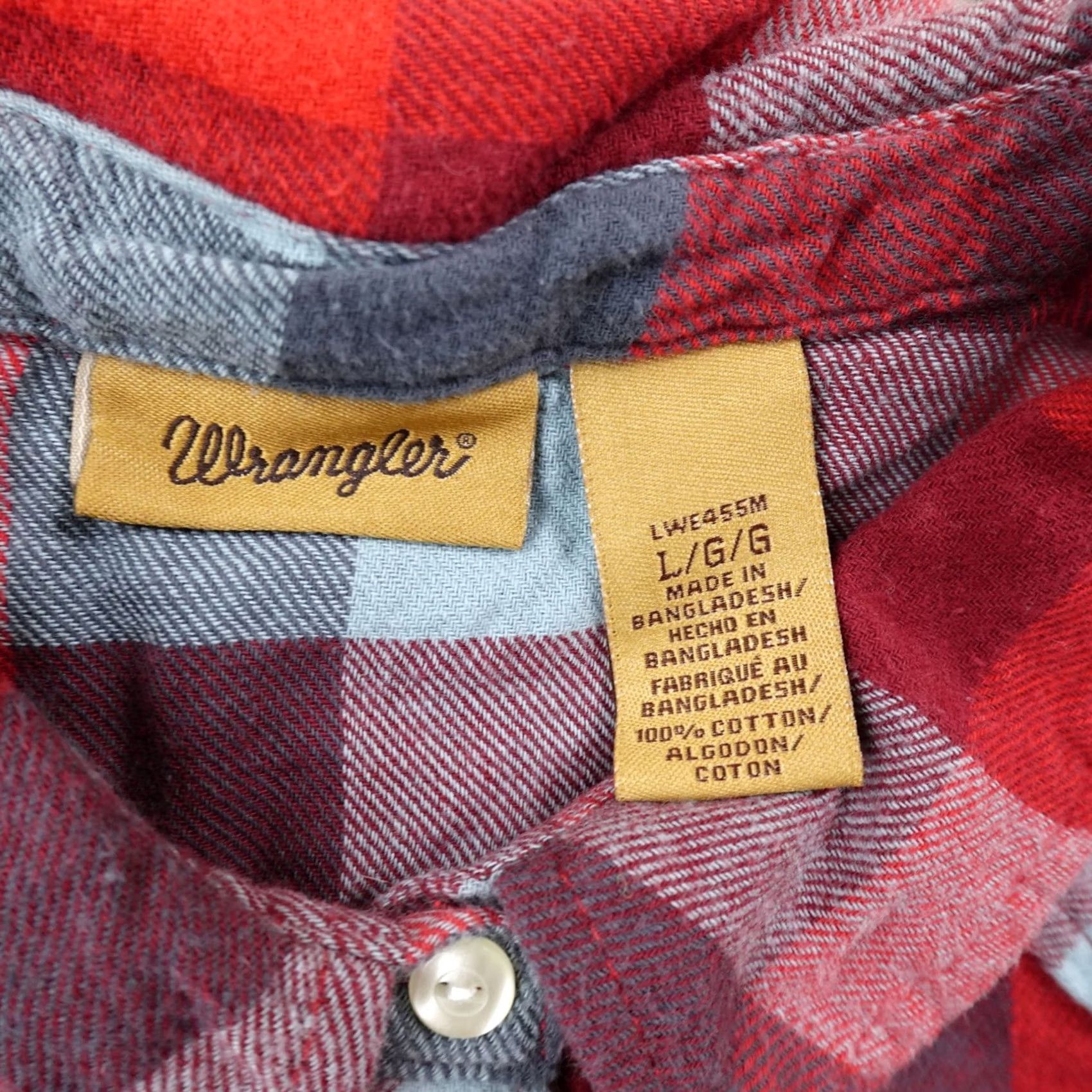 Wrangler Wrangler Shirt Womens L Red Gray Flannel Pearl Snap Western Cowgirl Rodeo Ranch Size L / US 10 / IT 46 - 4 Thumbnail