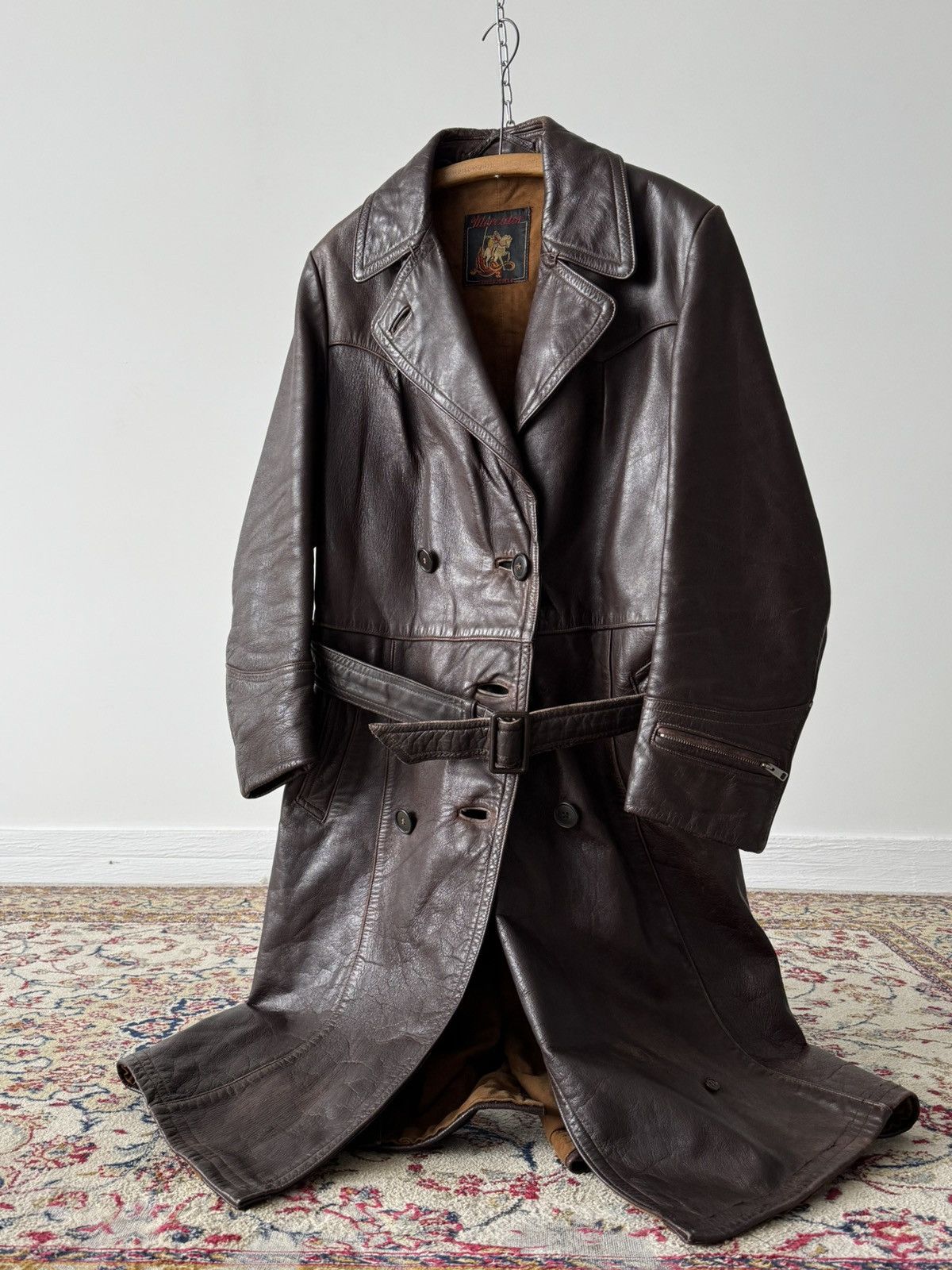Vintage 1950s Vintage British Dispatch Rider Leather Trench Coat Size US M / EU 48-50 / 2 - 3 Thumbnail