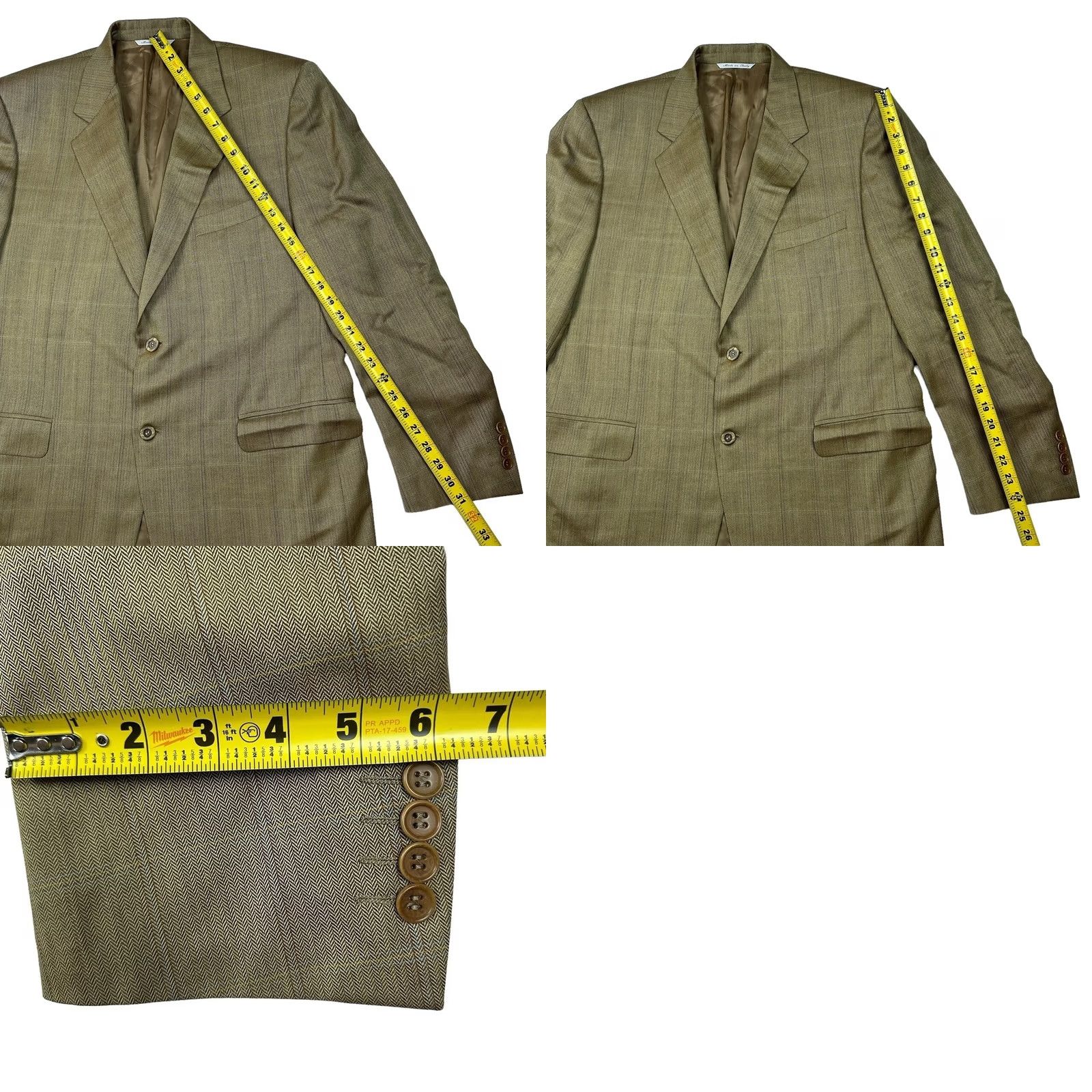 Canali Canali Blazer Men 100% Wool Brown Windowpane Plaid 2-Button Italy 44R Jacket Size 44R - 8 Thumbnail