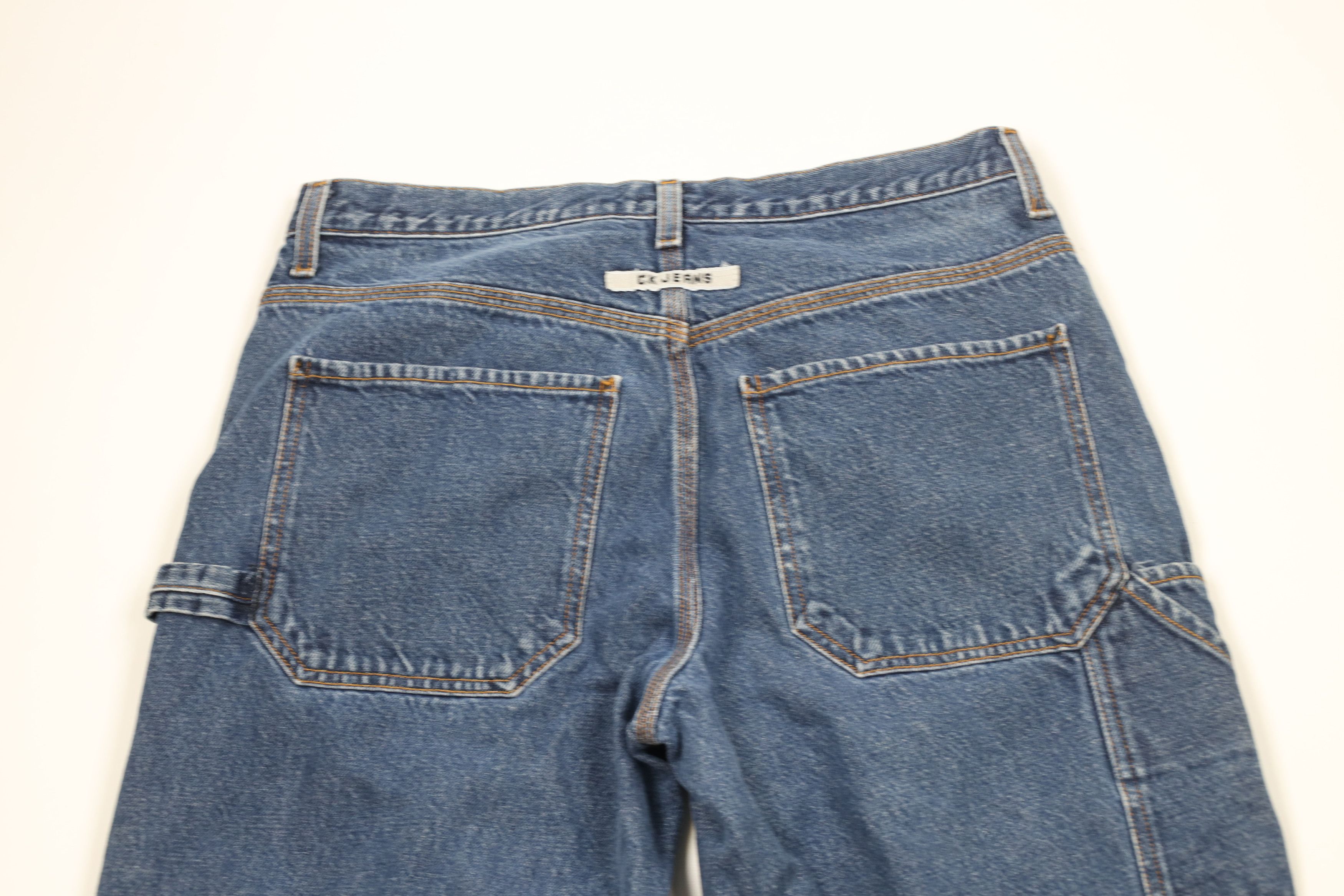 Calvin Klein × Vintage Vintage 90s Calvin Klein Spell Out Wide Leg Dungaree Jeans Size US 31 - 11 Thumbnail