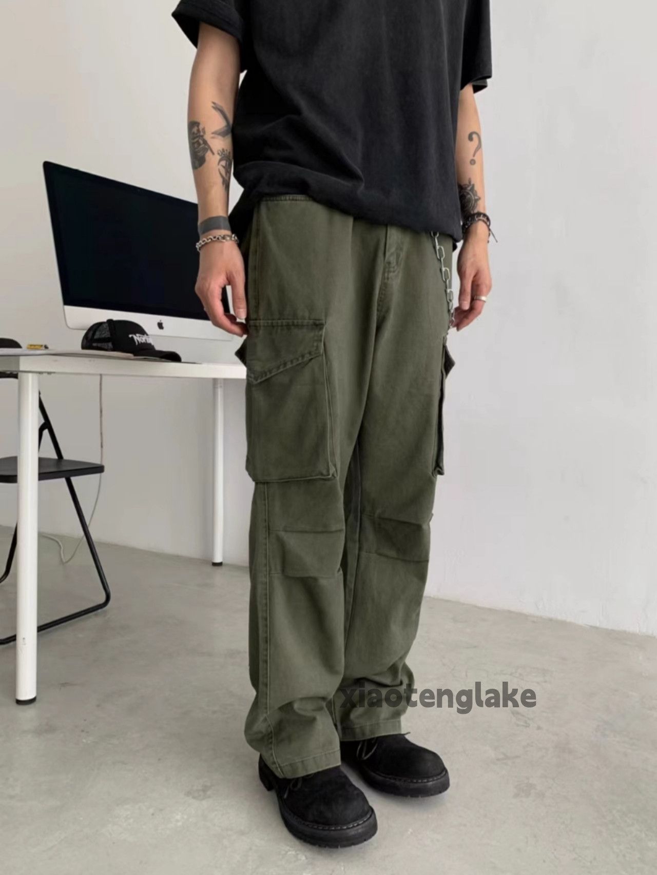 utility washed faded skate hiphop military cargo pants