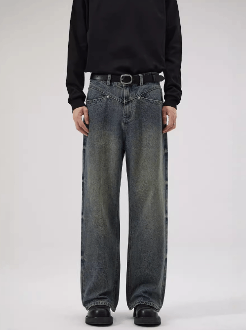 Japanese Brand × Jean Retro washed lightning men's straight baggy jeans Size US 32 / EU 48 - 1 Thumbnail