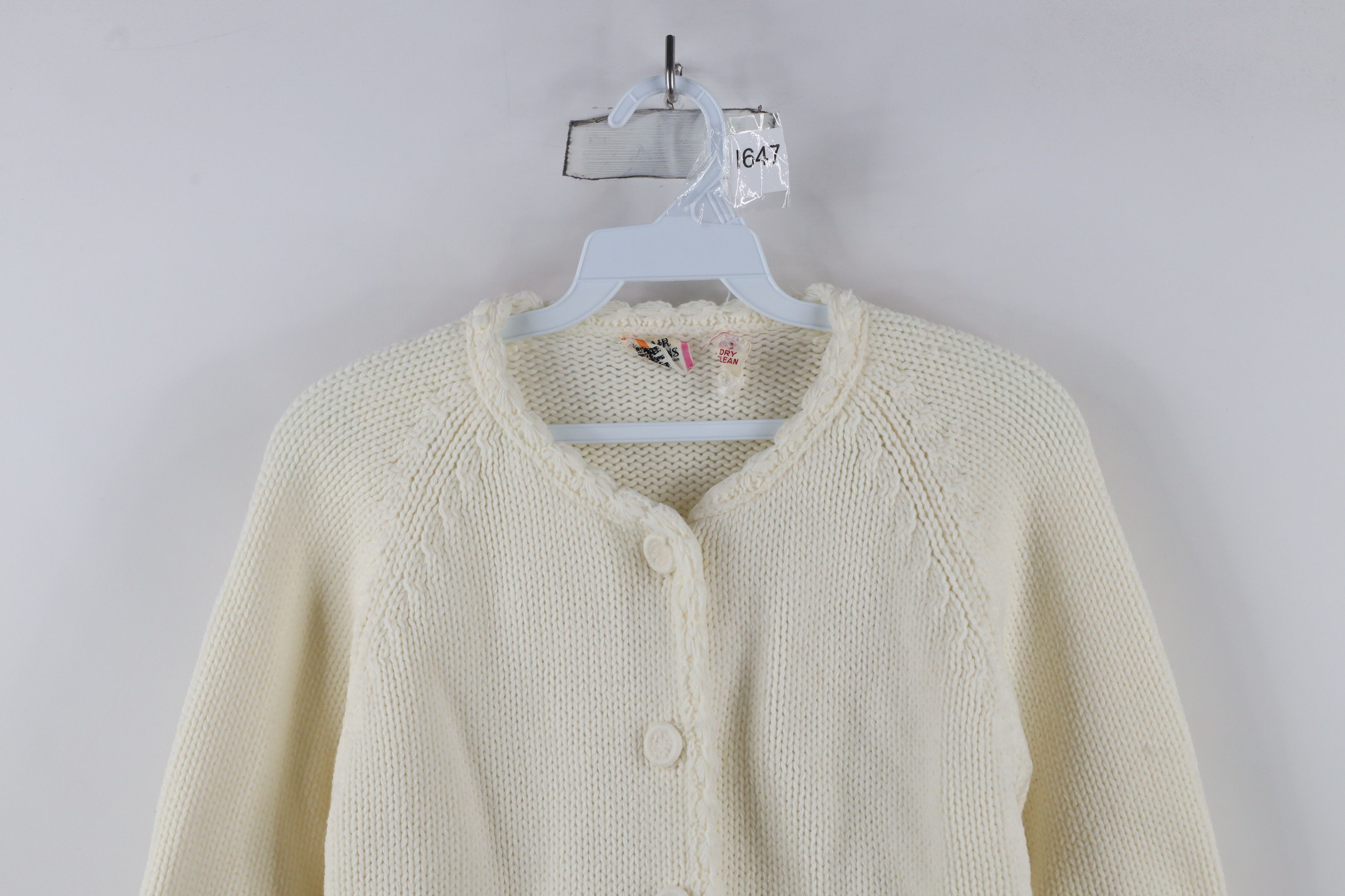 Vintage Vintage 70s Ribbed Cable Knit Cardigan Sweater White Japan Size S / US 4 / IT 40 - 2 Thumbnail
