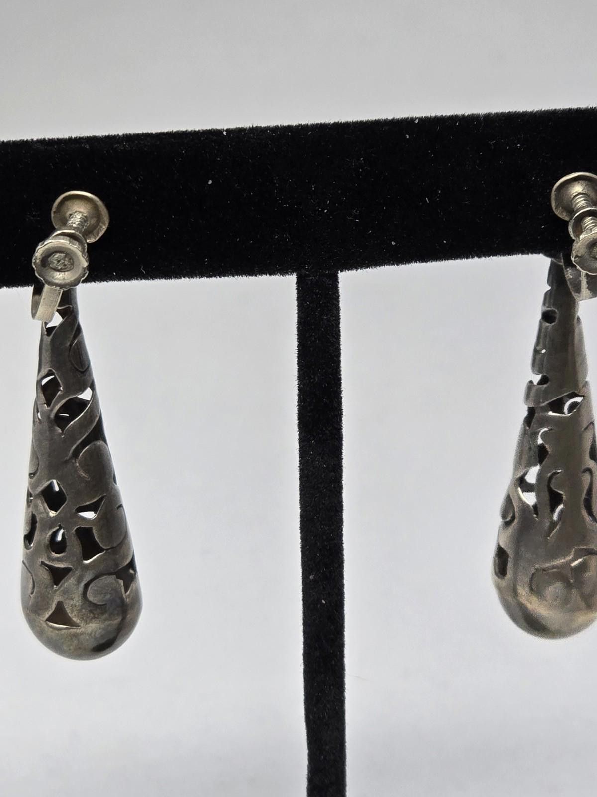 Other Vintage Taxco Mexico Silver Pierced Teardrop Earrings Size ONE SIZE - 7 Thumbnail