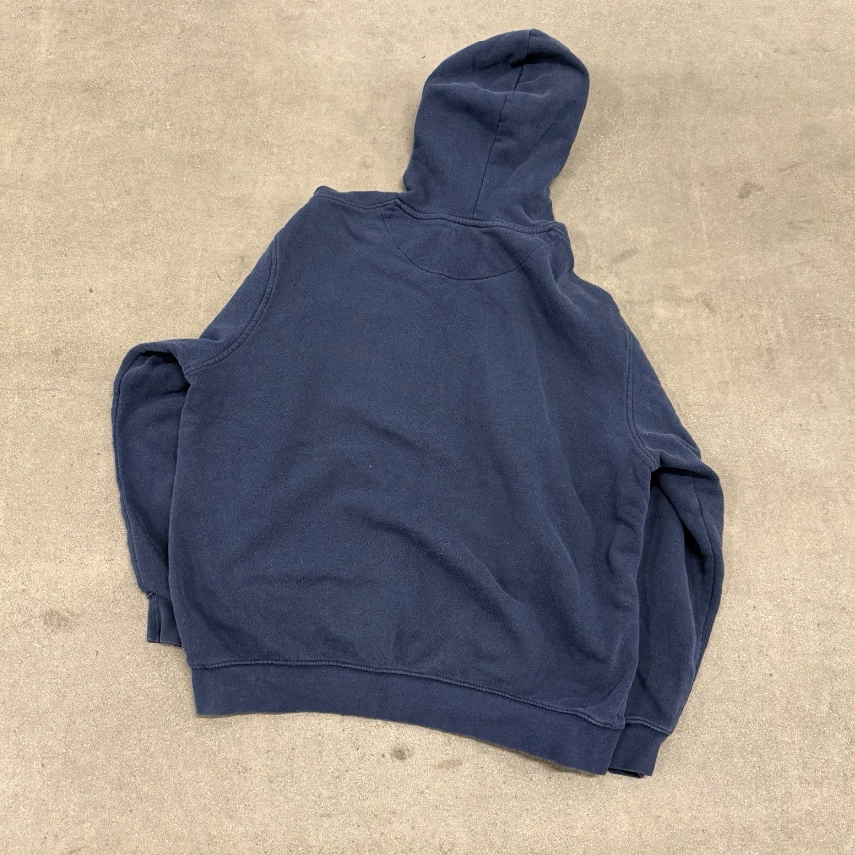VINTAGE Nike Hoodie Mens XL Blue Swoosh Silver Tag Fade 90s Sports Pullover Hooded Pockets