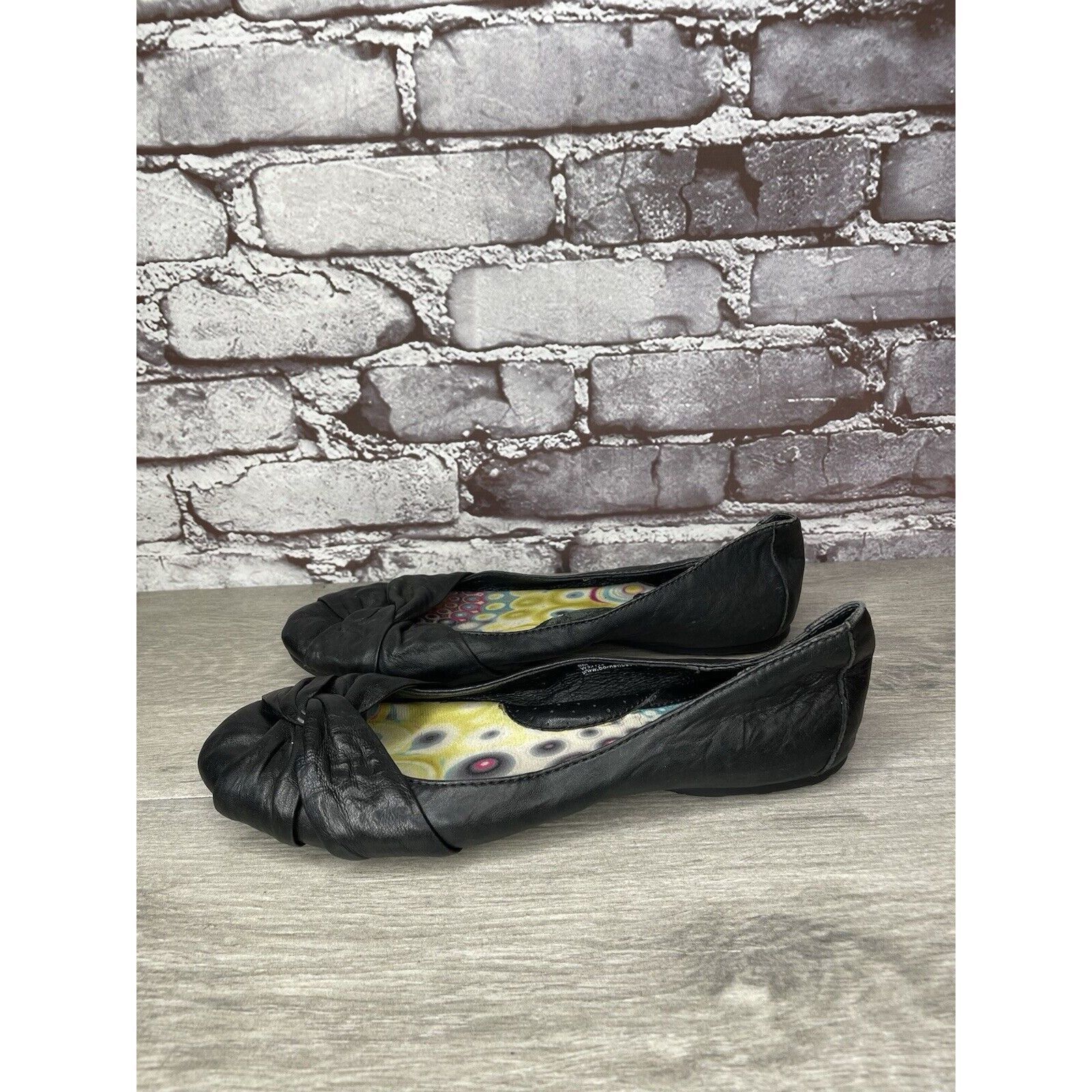 Born Born Lily W32114 Black Leather Vamp Accented Knot Ballet Fla Size US 8 / IT 38 - 11 Thumbnail
