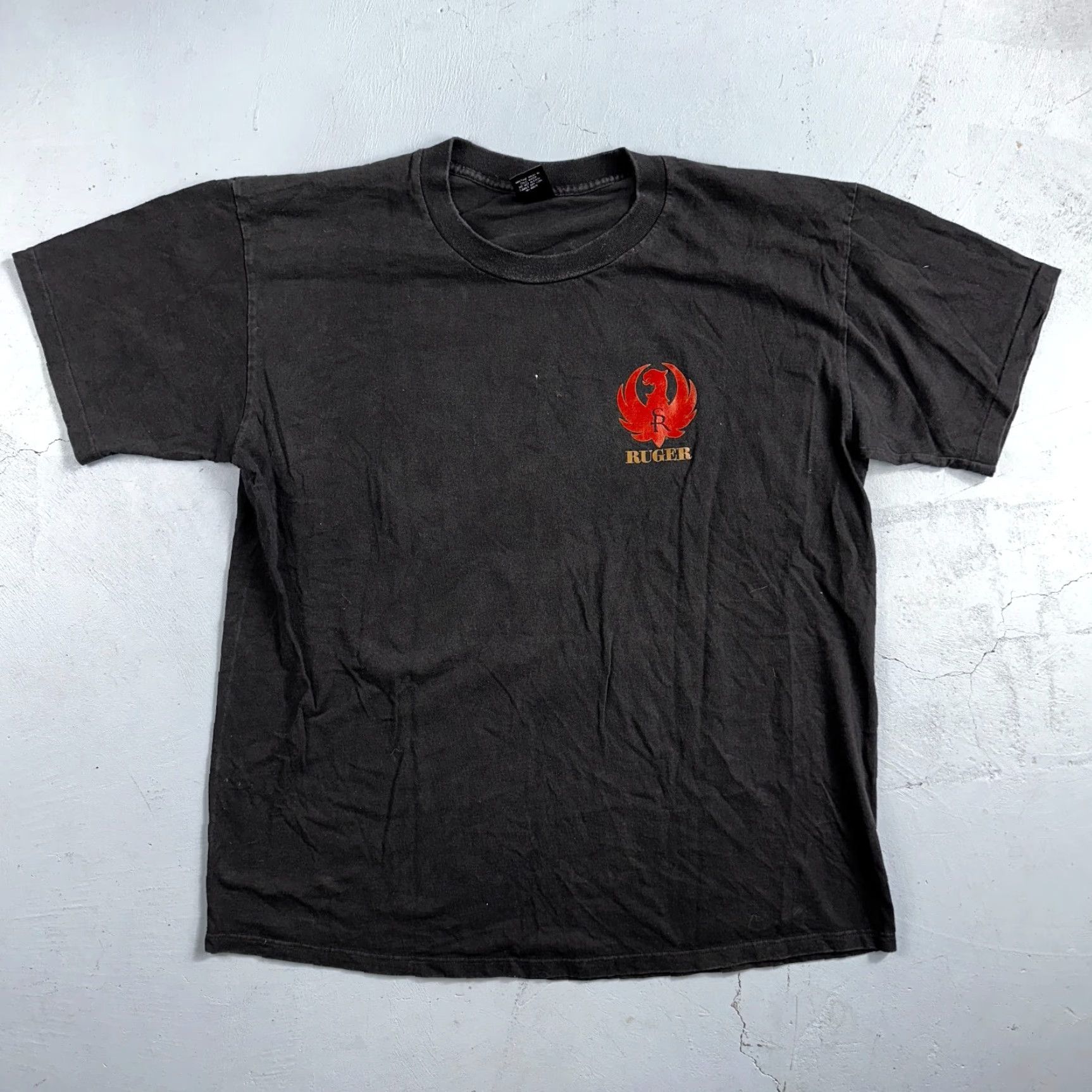 Vintage Ruger T Shirt USA VTG 2XL Black Short Sleeve Crew Neck Vintage Fire Arm Smith Wesson America Firearms Mens 90s 70s 80s Vintage Graphic Print Size US XXL / EU 58 / 5 - 7 Thumbnail
