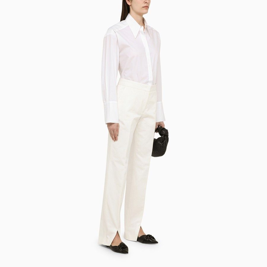 Jil Sander o1d2blof0824 Cotton Trousers in White Size 26" / US 2 / IT 38 - 2 Thumbnail