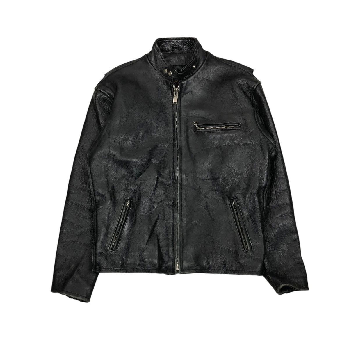 Vintage 🔥VINTAGE LEATHER JACKET CAFE RACER SV.STONE COWHIDE LEATHER Size US M / EU 48-50 / 2 - 1 Thumbnail