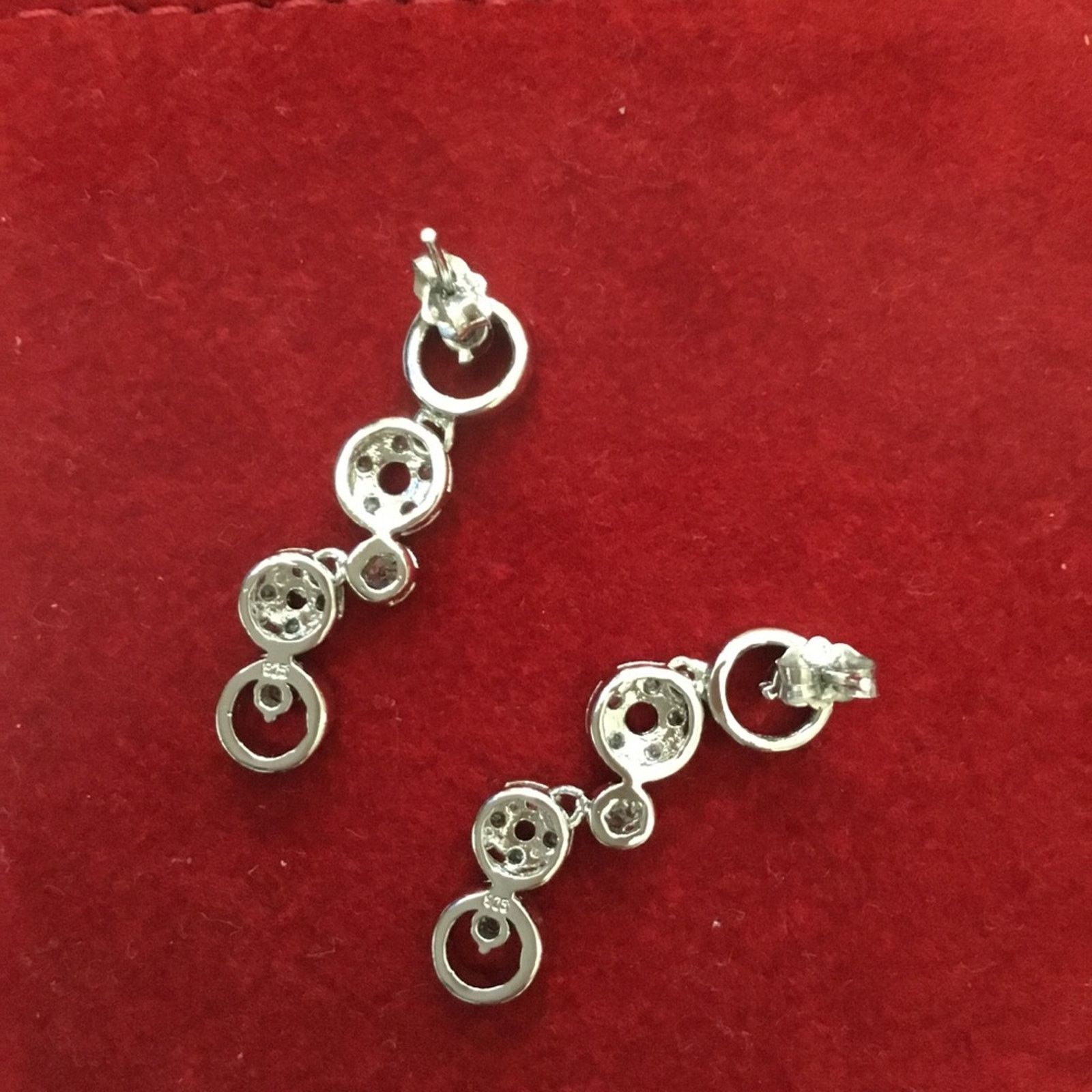 Other Sterling Silver Round Multi-Crystal Earrings Size ONE SIZE - 4 Thumbnail