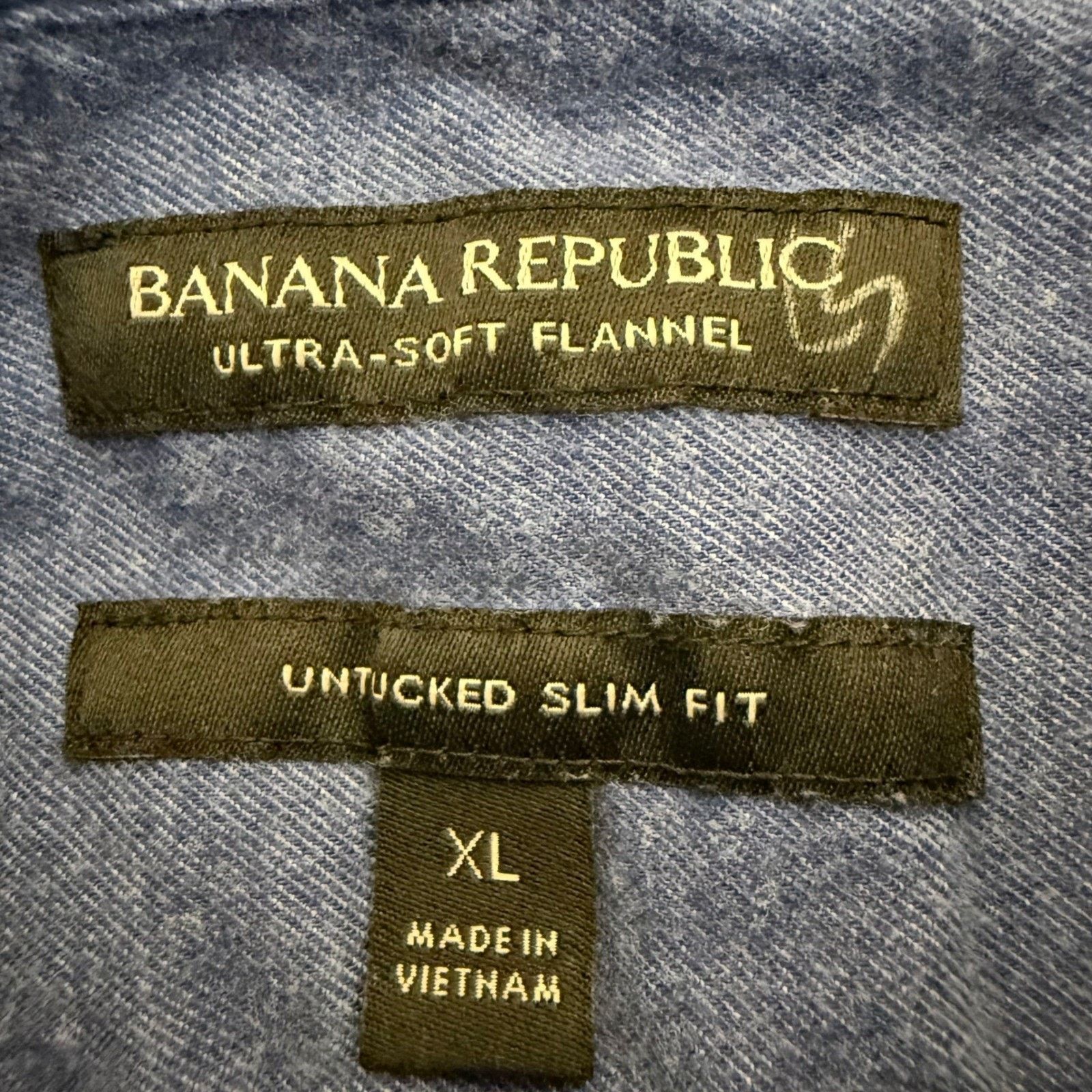 Banana Republic Banana Republic Mens XL Blue Flannel Slim Fit Button Up LS Size US XL / EU 56 / 4 - 2 Thumbnail