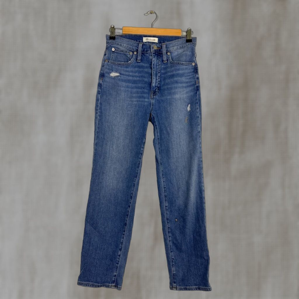 Madewell Madewell Jeans Classic Straight Cotton Stretch 27 27x25.5 Blue Corson Wash Womens Denim Regular High Rise Zip Button Logo Size 27" / US 4 / IT 40 - 1 Thumbnail