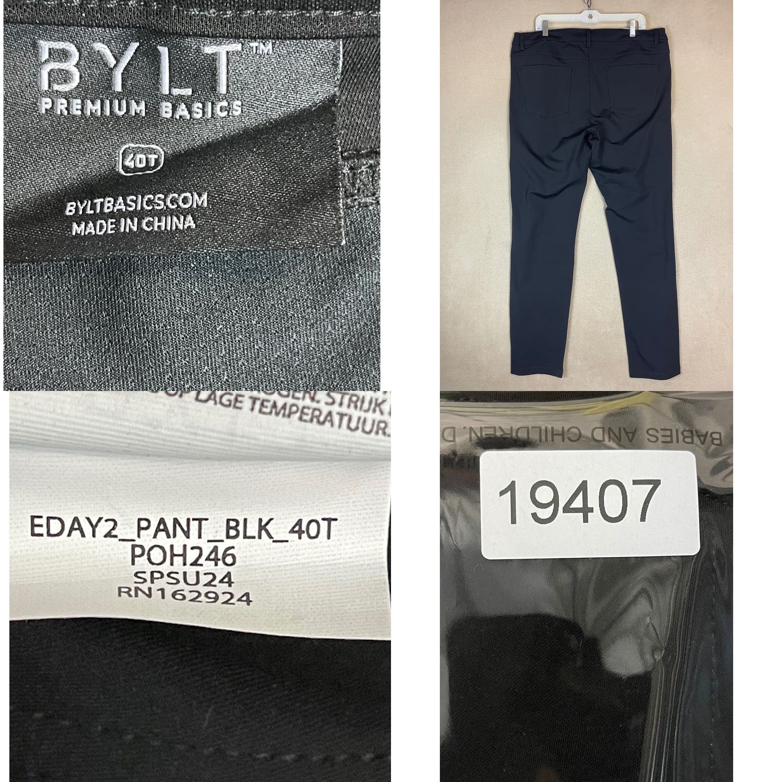Vintage BYLT Premium Basics Everyday Pant 2.0 Tall Black Mens 40T New with Tags Size US 40 / EU 56 - 9 Thumbnail