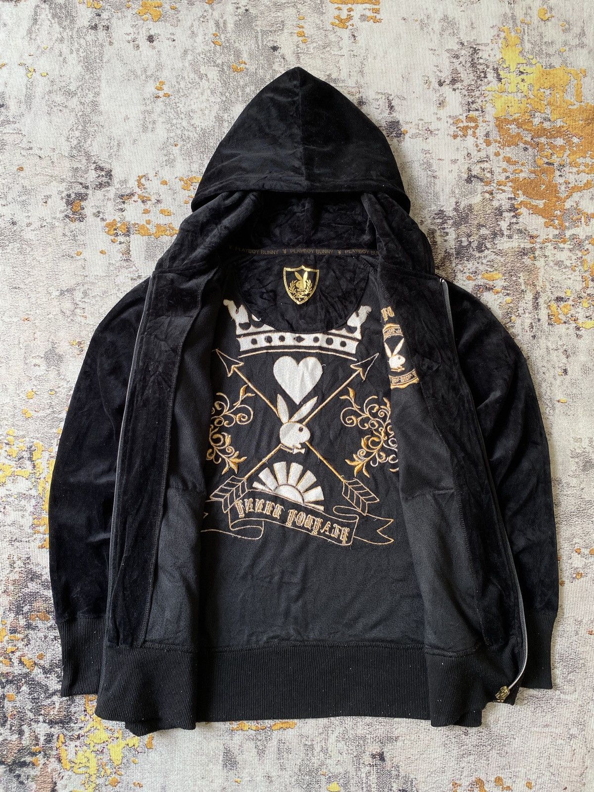 Japanese Brand Playboy X Bunny Velvet Zipper Hoodie Size US M / EU 48-50 / 2 - 8 Thumbnail