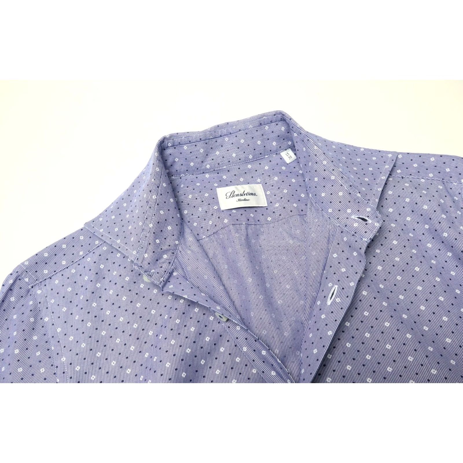 Vintage STENSTROMS Slimline Shirt Men's Blue Patterned Collared Button-Up 15/38 Size US M / EU 48-50 / 2 - 4 Thumbnail