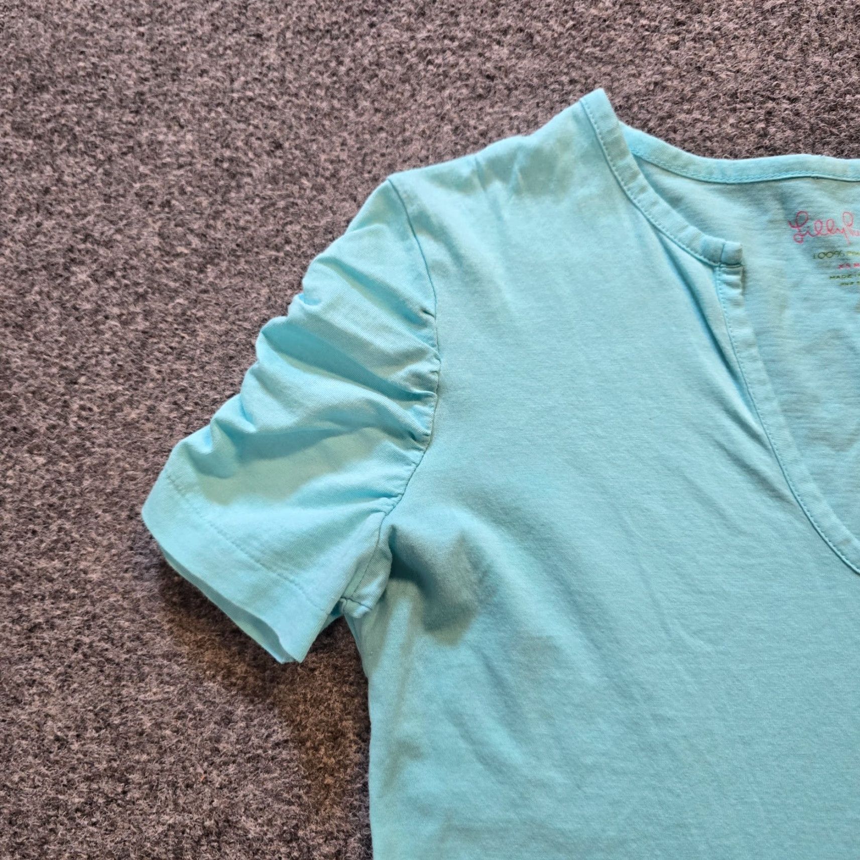 Lilly Pulitzer Lilly Pulitzer Top Womens XS Blue Pima Cotton V Neck Short Sleeve Casual Knit Lightweight Regular Basic Shirt Womens XS Blue Size XS / US 0-2 / IT 36-38 - 4 Thumbnail