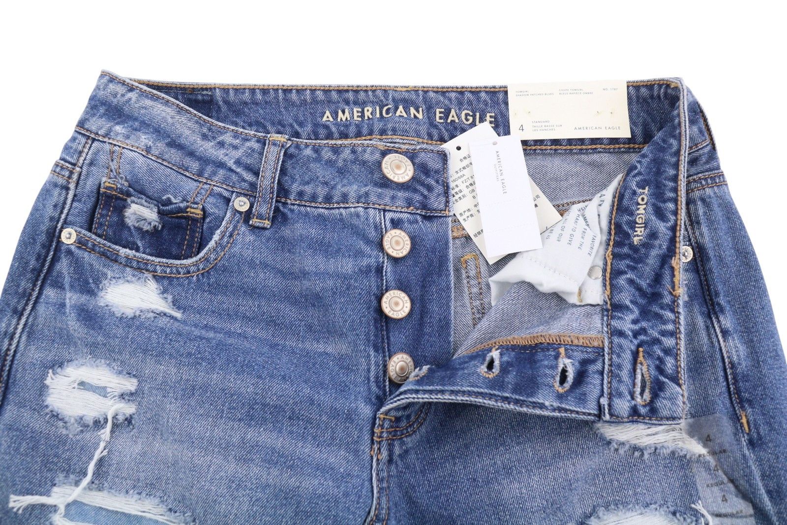 American Eagle Outfitters TOMGIRL W27 Shadow Patch Jeans 88995 Size 27" / US 4 / IT 40 - 4 Thumbnail