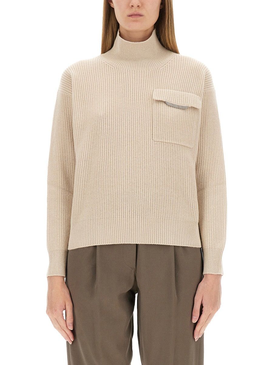 Brunello Cucinelli BRUNELLO CUCINELLI CASHMERE SWEATER - BEIGE Size S / US 4 / IT 40 - 1 Thumbnail