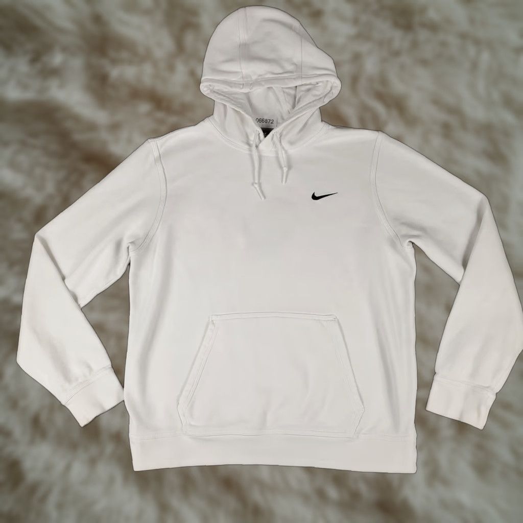 Nike Nike Hoodie Mens L White Pullover Sweatshirt Swoosh Logo Mock Neck Adjustable All Seasons Size US L / EU 52-54 / 3 - 1 Thumbnail
