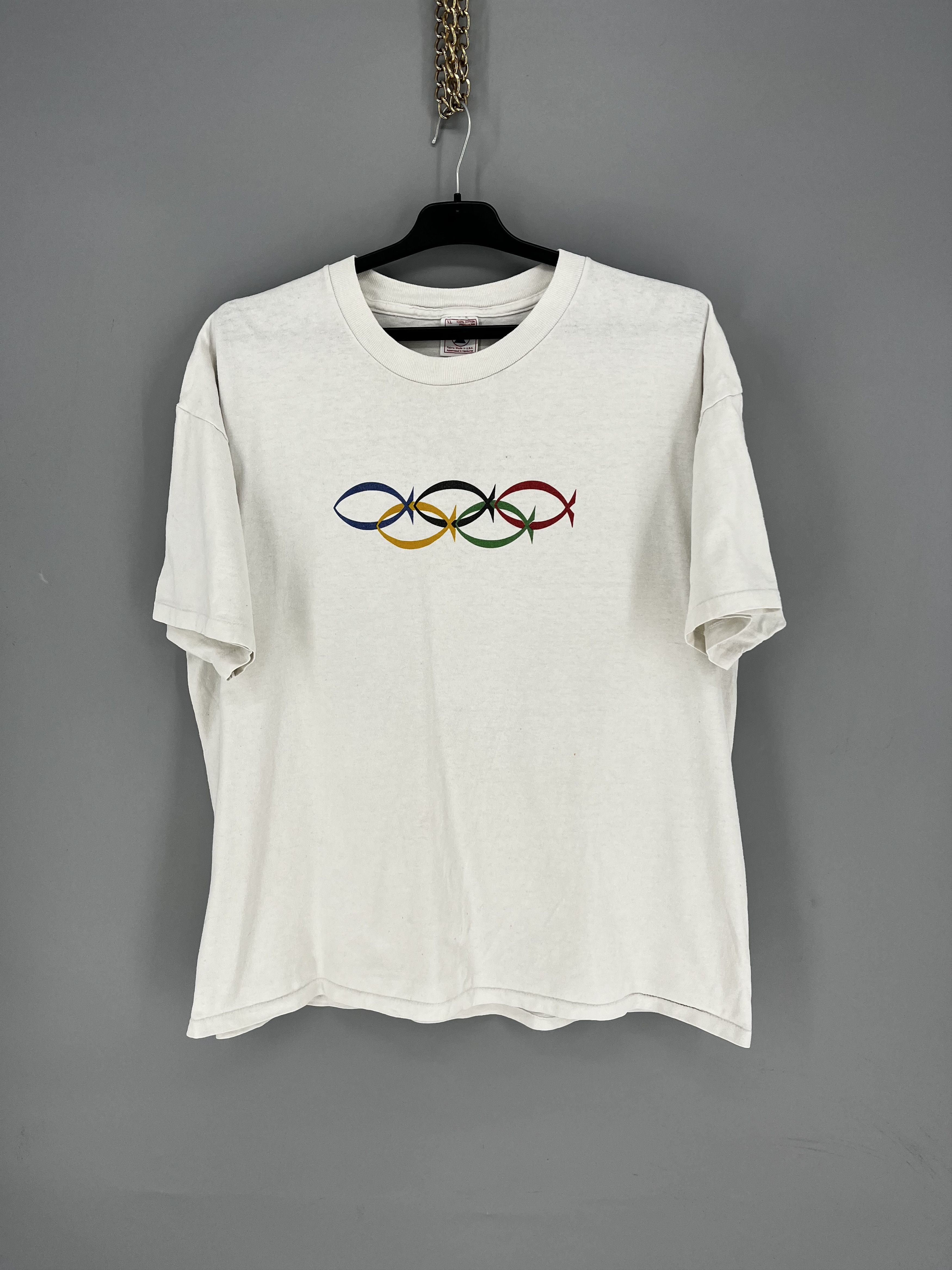 Vintage Vintage 1990s Olympics John 3:16 Jesus Tee Thrashed T-Shirt Size US L / EU 52-54 / 3 - 2 Thumbnail