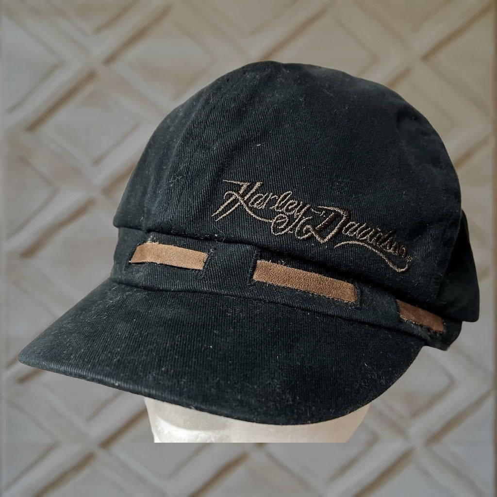 Harley Davidson VINTAGE Harley Davidson Women’s Short Billed Hat L Black Baseball Cap Women Size 36" / US 14 / IT 50 - 1 Thumbnail
