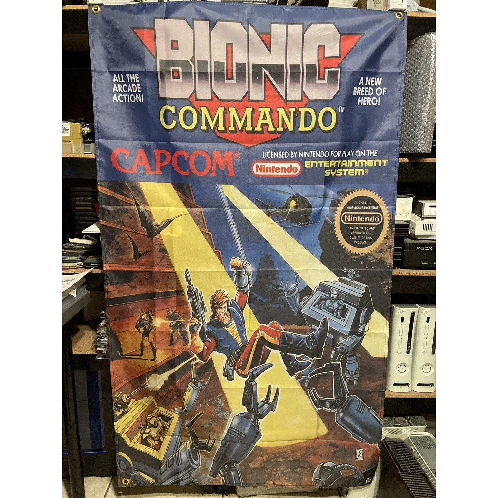 Nintendo Bionic Commando 5' Boxart Flag Nintendo NES CAPCOM Poster Size ONE SIZE - 2 Thumbnail